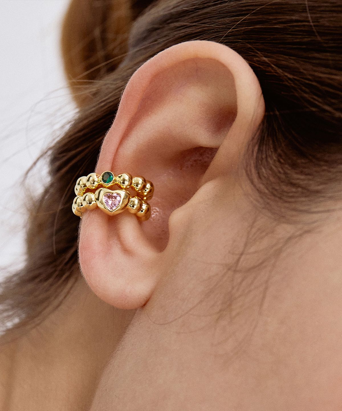 타티아나(TATIANA) (SET) Heart & Circle Cubic Ball Earcuff SET SE0171