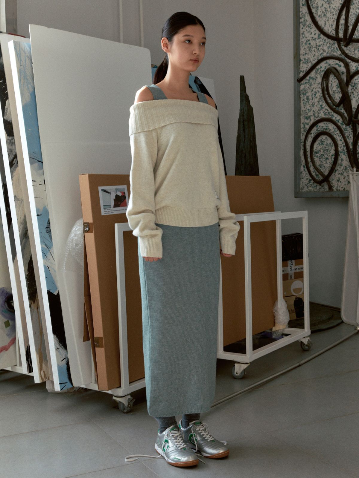 시눈(SINOON) ROUND NECK SLEEVELESS KNIT DRESS (GREEN)