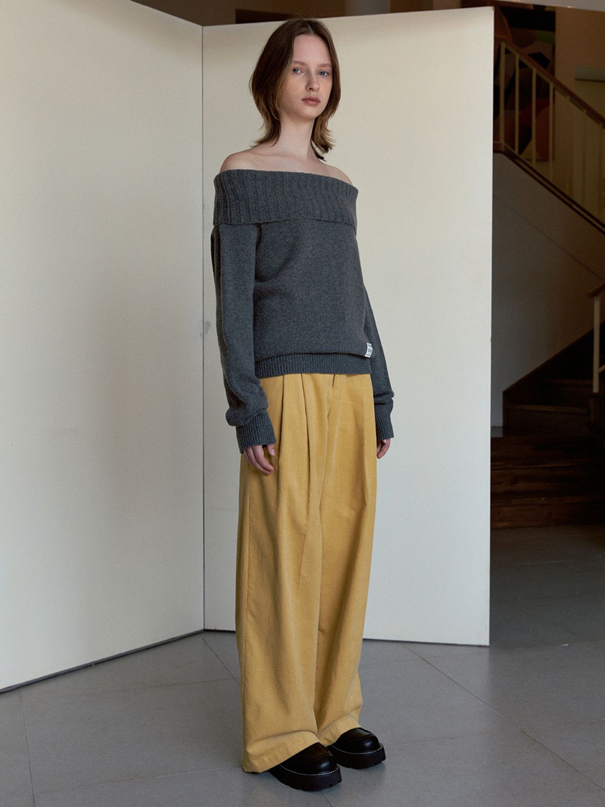 시눈(SINOON) CORDUROY WIDE PANTS (MUSTARD)