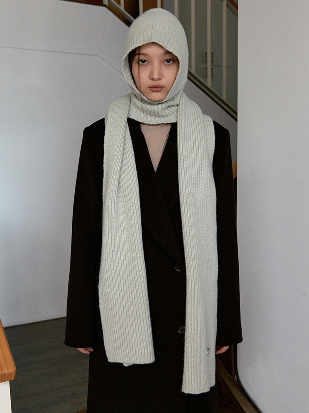 시눈(SINOON) KNIT MUFFLER (MELANGE MOSS GREEN)