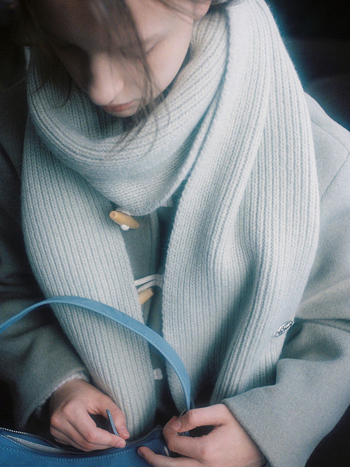 시눈(SINOON) KNIT MUFFLER (MELANGE MOSS GREEN)