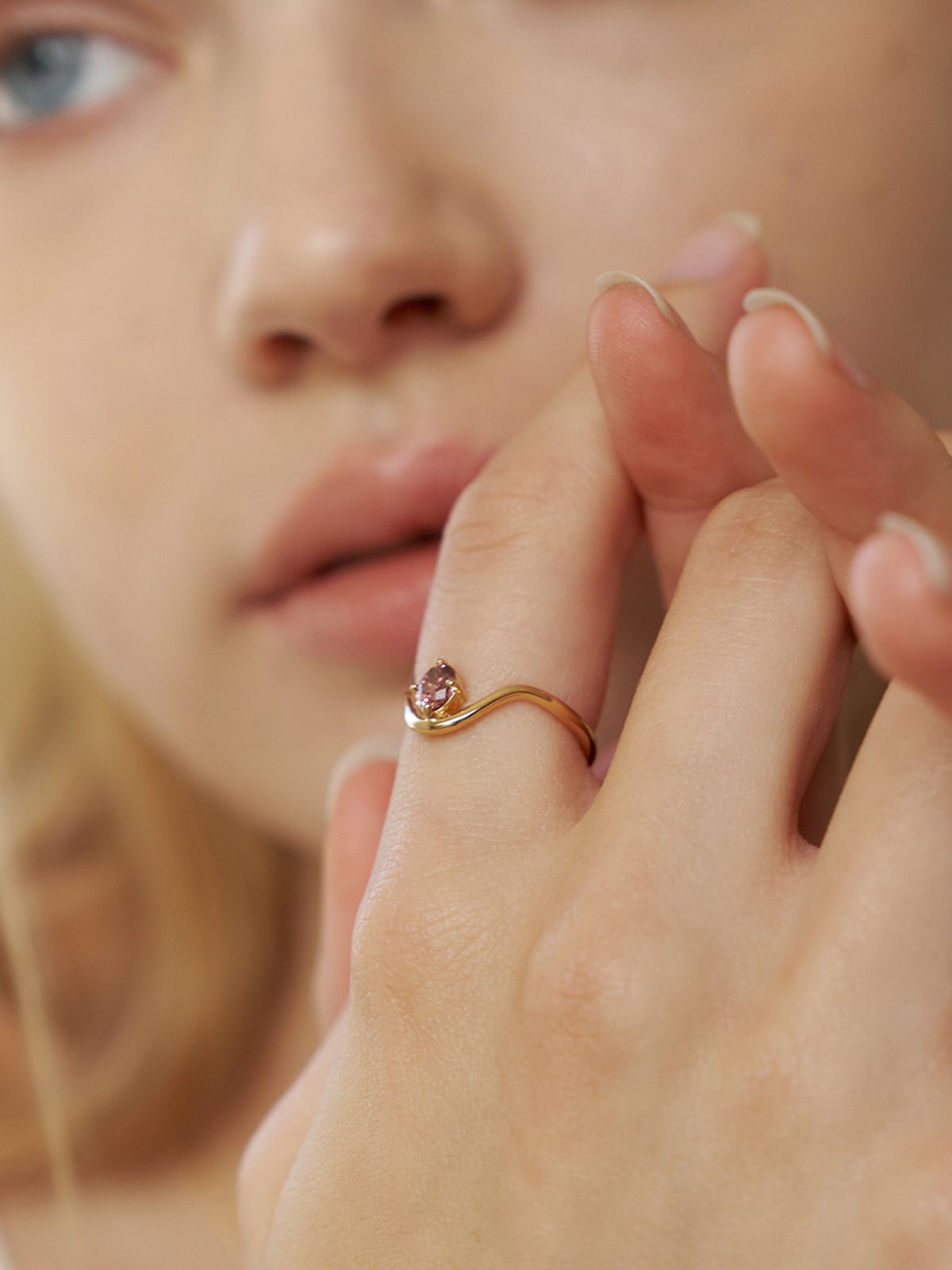 마나에트(MANAET) Stone Wave R_Gold Plated