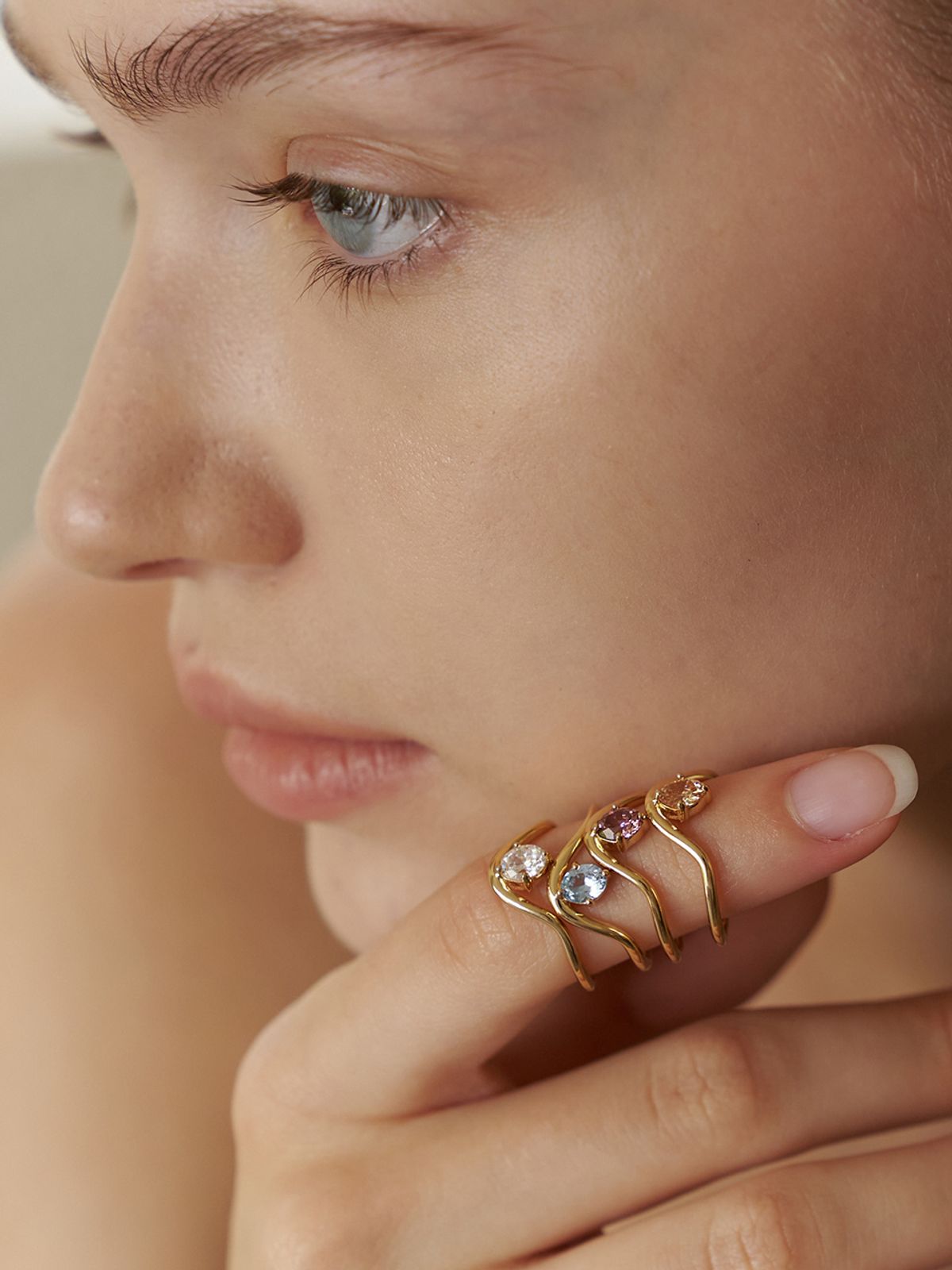 마나에트(MANAET) Stone Wave R_Gold Plated