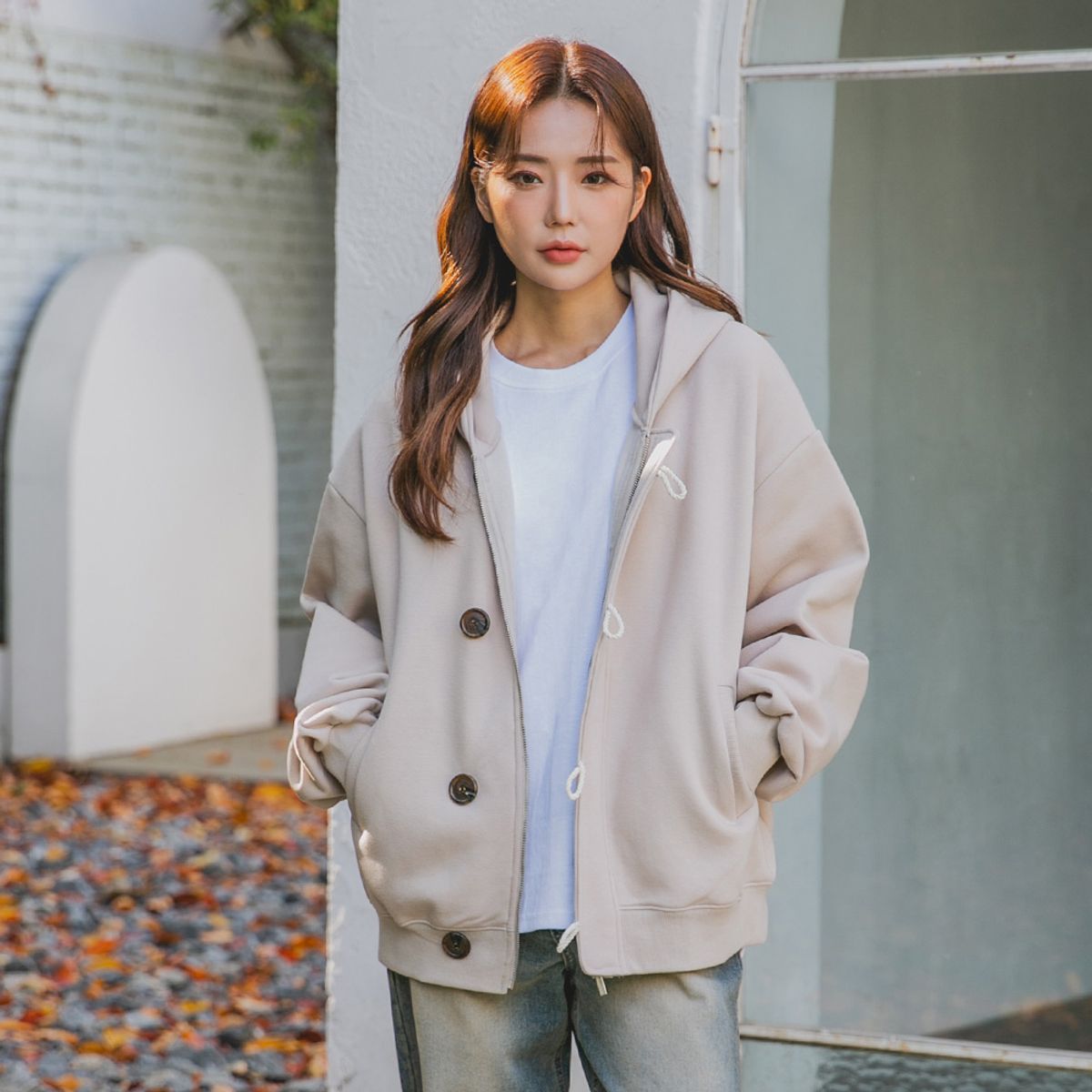 앨빈클로(ALVINCLO) 로프 버튼 집업 후드 가디건 AZH482 (4 COLOR)