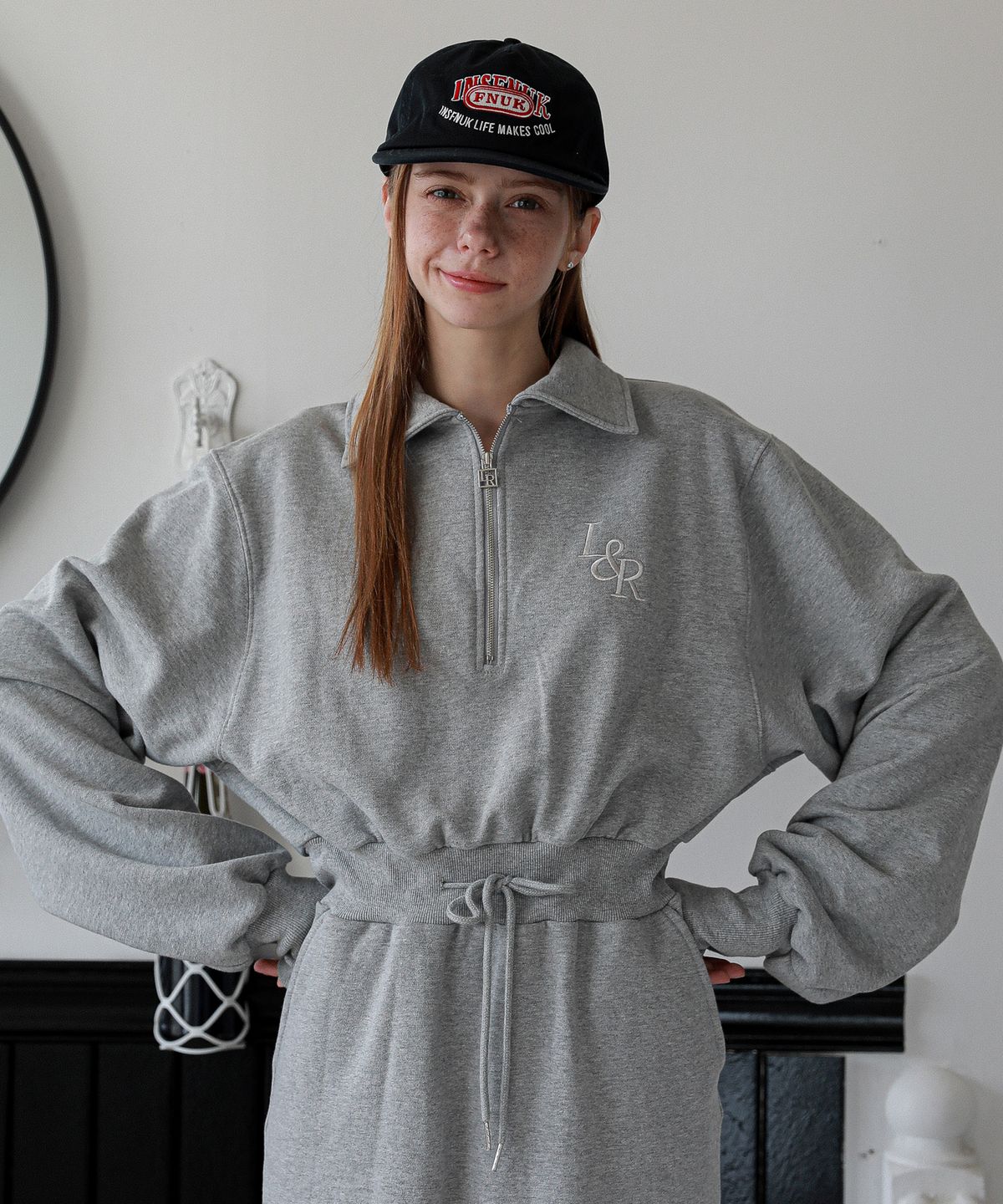 로시로우(LOSSYROW) L&R Half zipup Long OPS Melange Grey