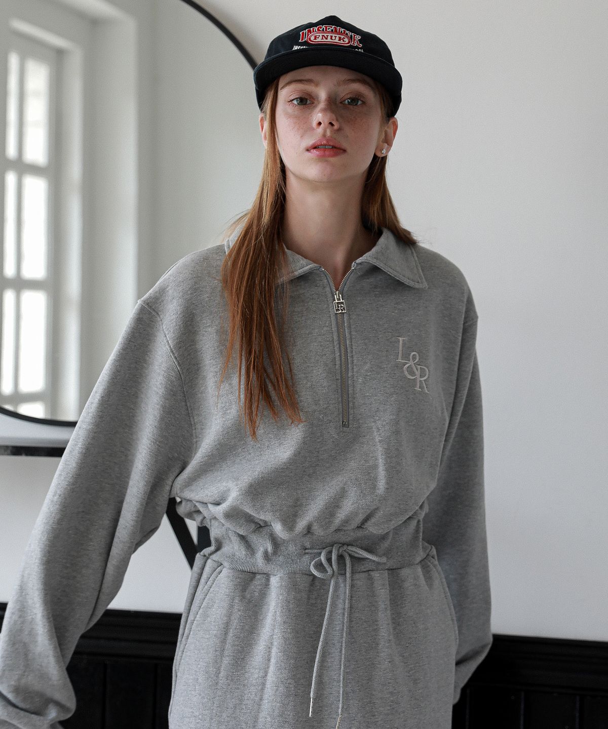로시로우(LOSSYROW) L&R Half zipup Long OPS Melange Grey