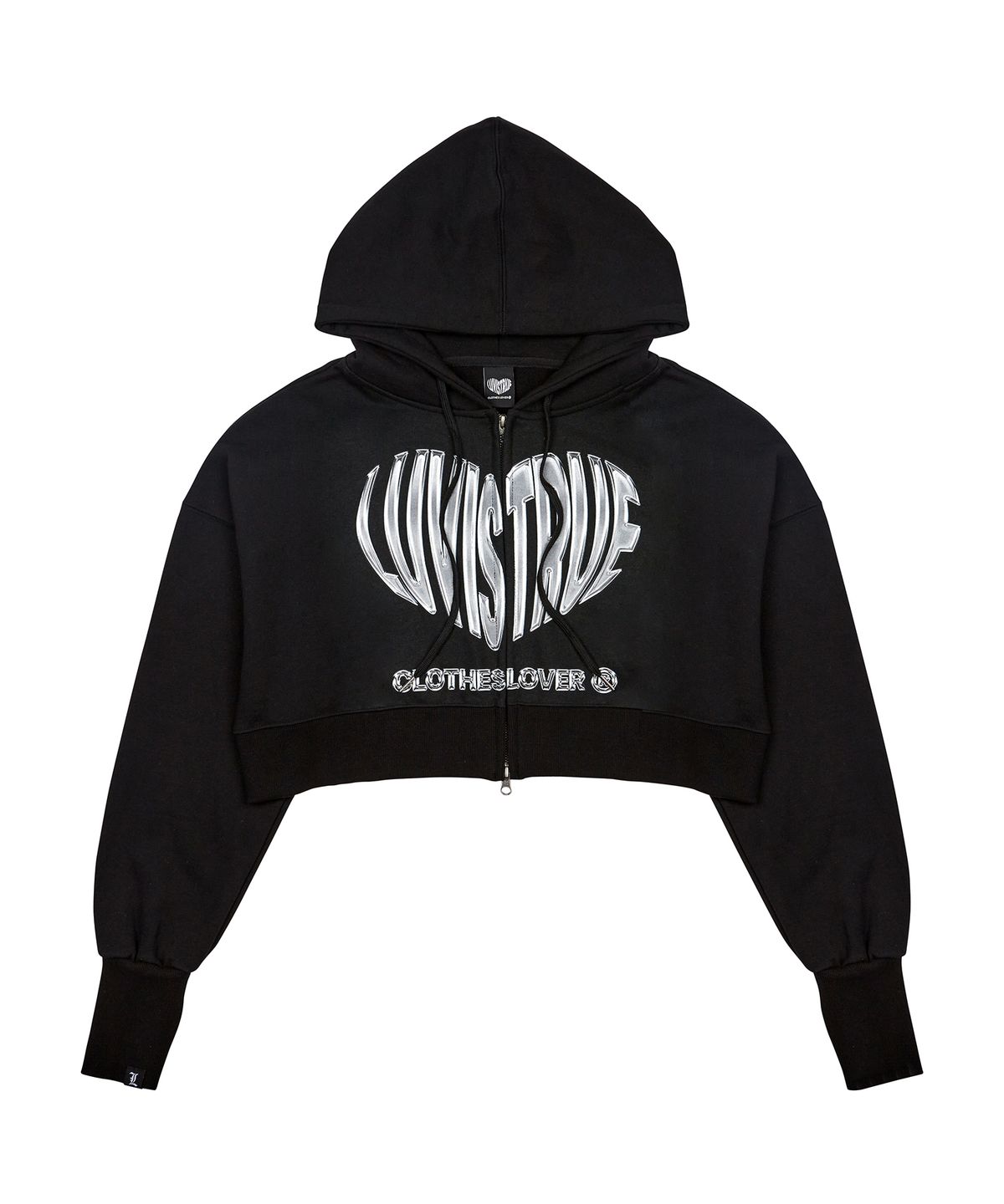 러브이즈트루(LUVISTRUE) VL 2-WAY CROP HOOD ZIP UP(BLACK)
