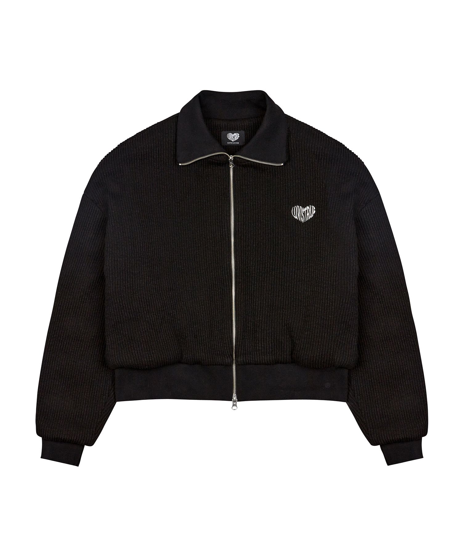 [LUV IS TRUE]★VL LOGO KNIT OPS MUSINSA | LUV IS TRUE VL LOGO KNIT ZIP-UP (BLACK)