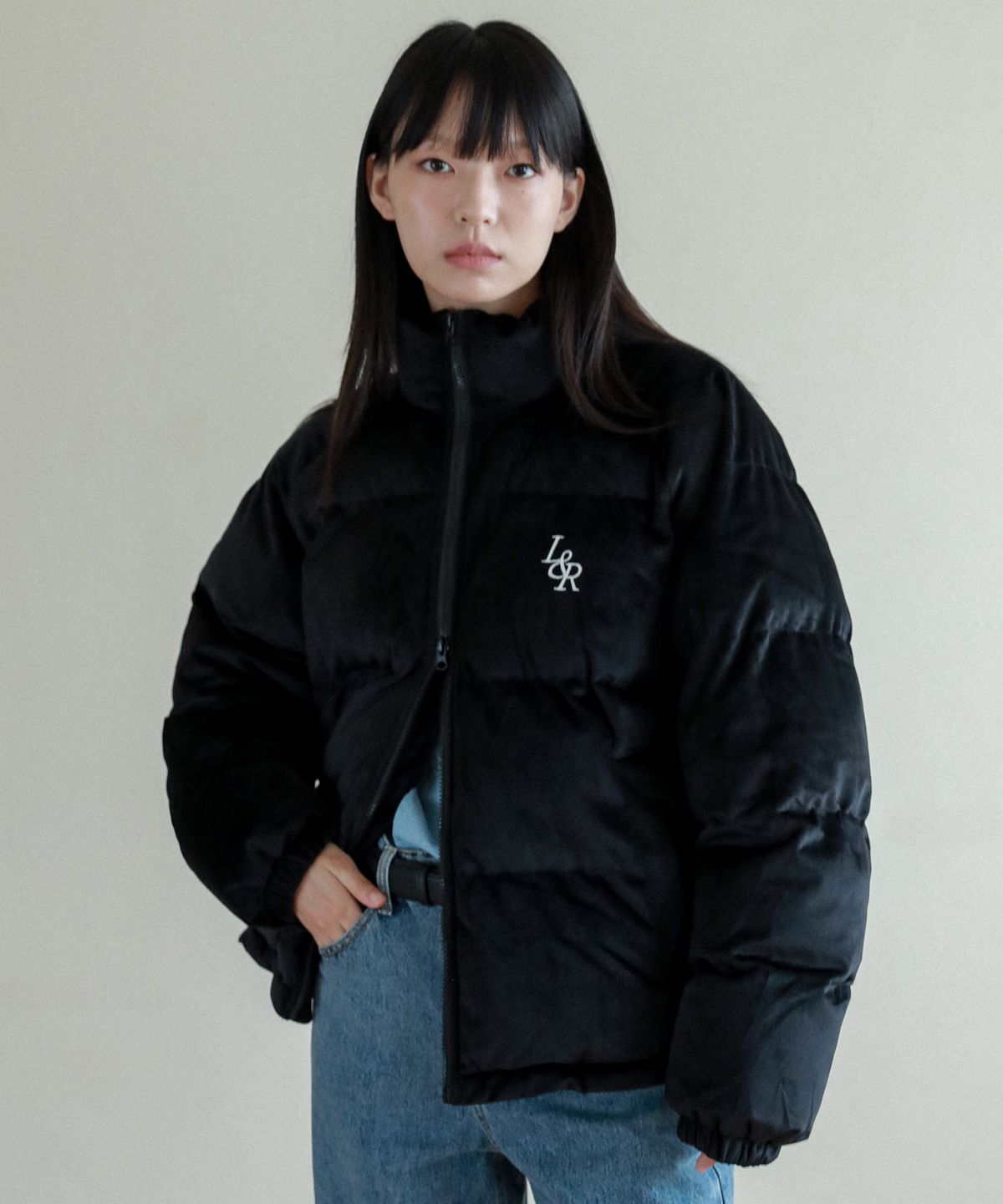 로시로우(LOSSYROW) Velvet Padding Jumper Black