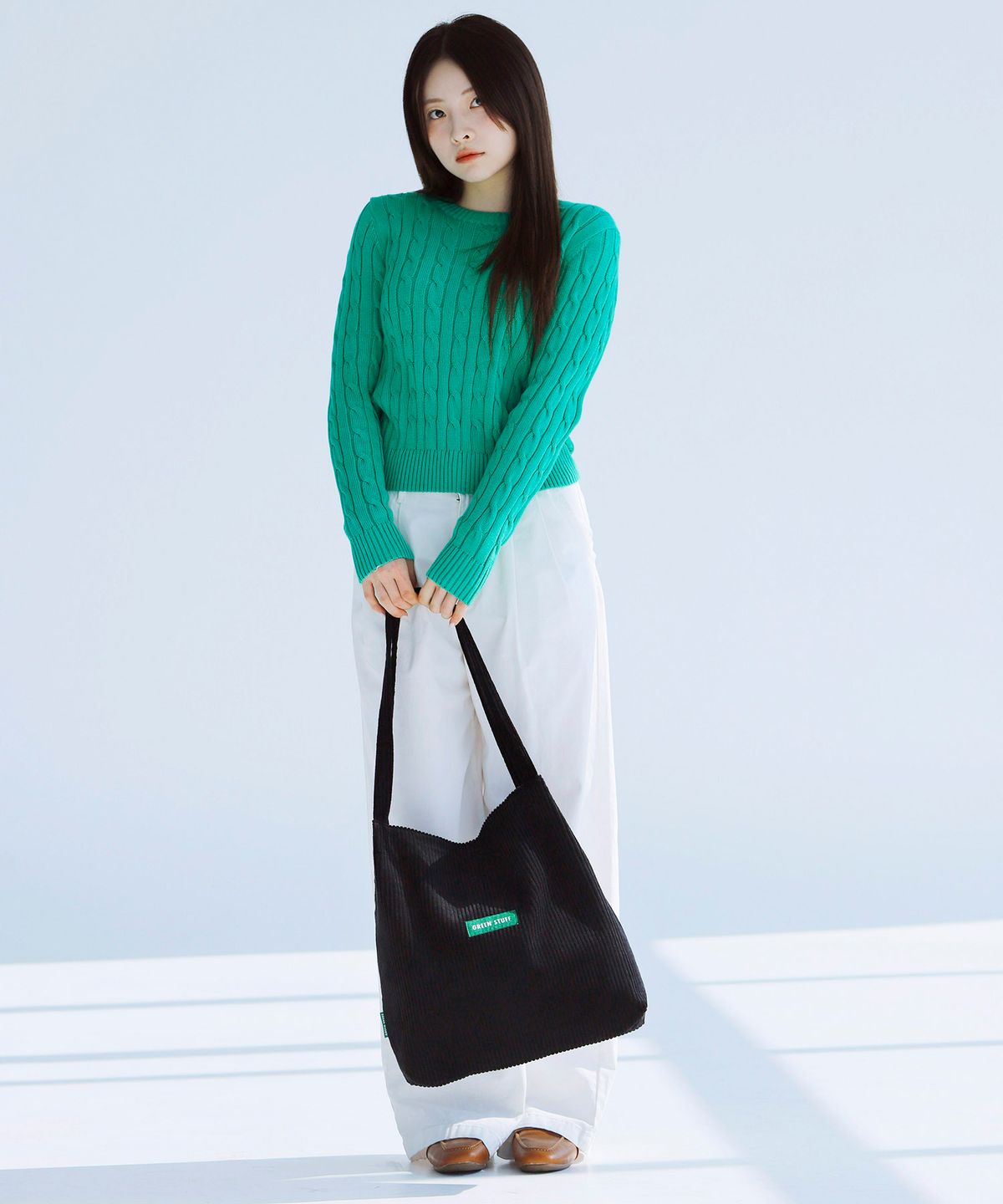 그린스터프(GREEN STUFF) 무심한듯 박시한 쇼퍼백 53 클레식 코듀로이 - 골덴 black