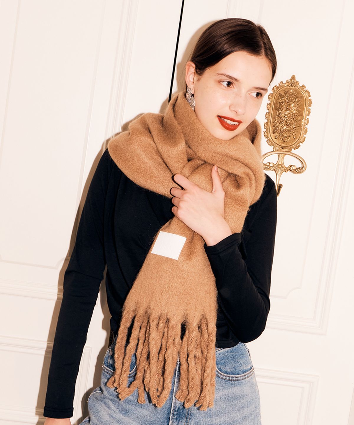 실른(SILN) Wide long muffler (CAMEL BEIGE)