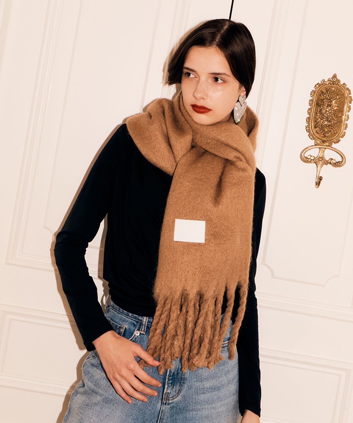 실른(SILN) Wide long muffler (CAMEL BEIGE)