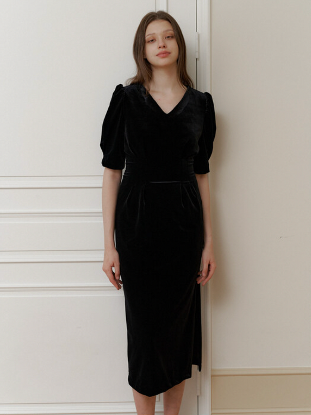 카인더베이비(KINDABABY) classy black velvet long dress