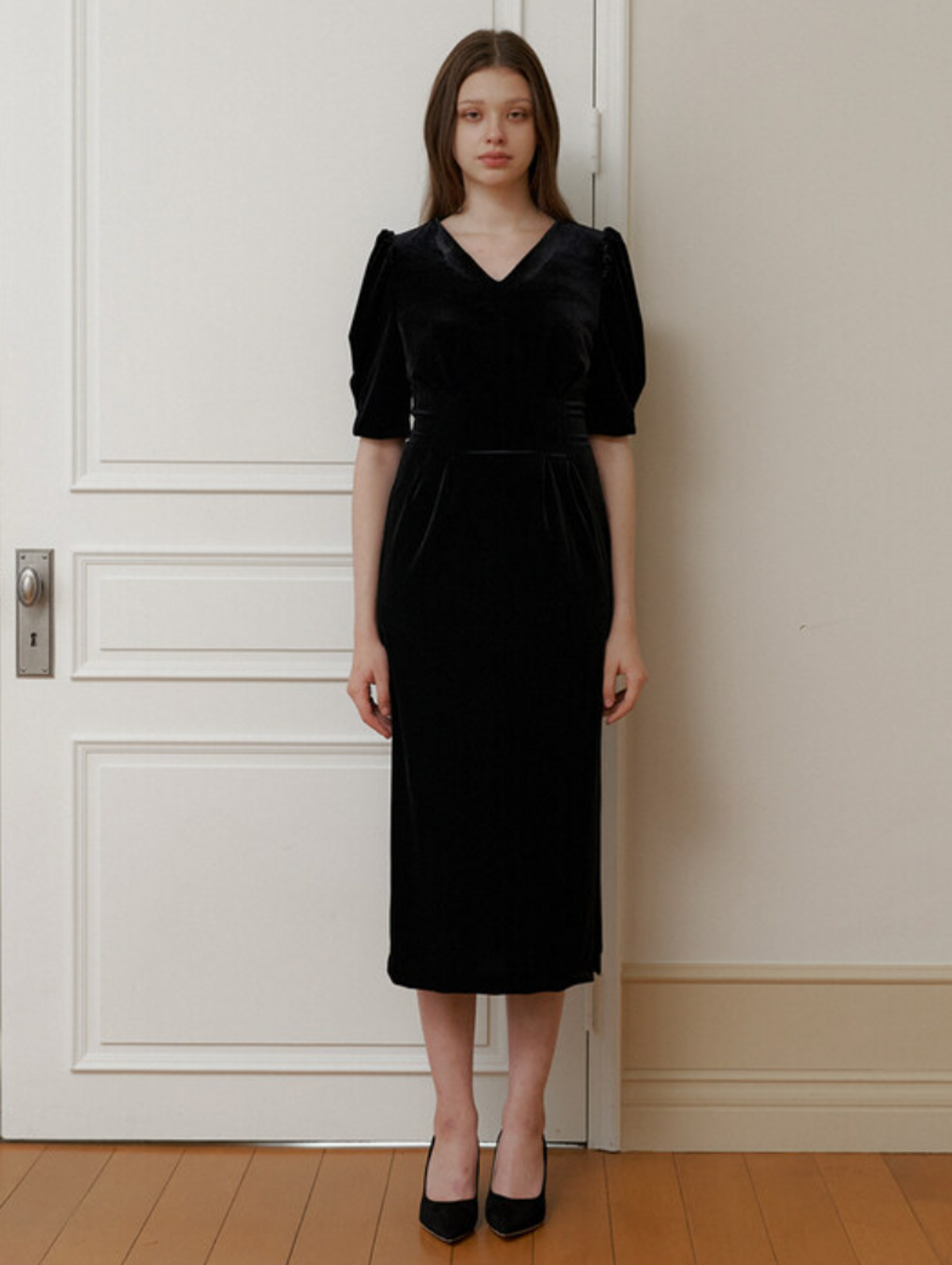 카인더베이비(KINDABABY) classy black velvet long dress