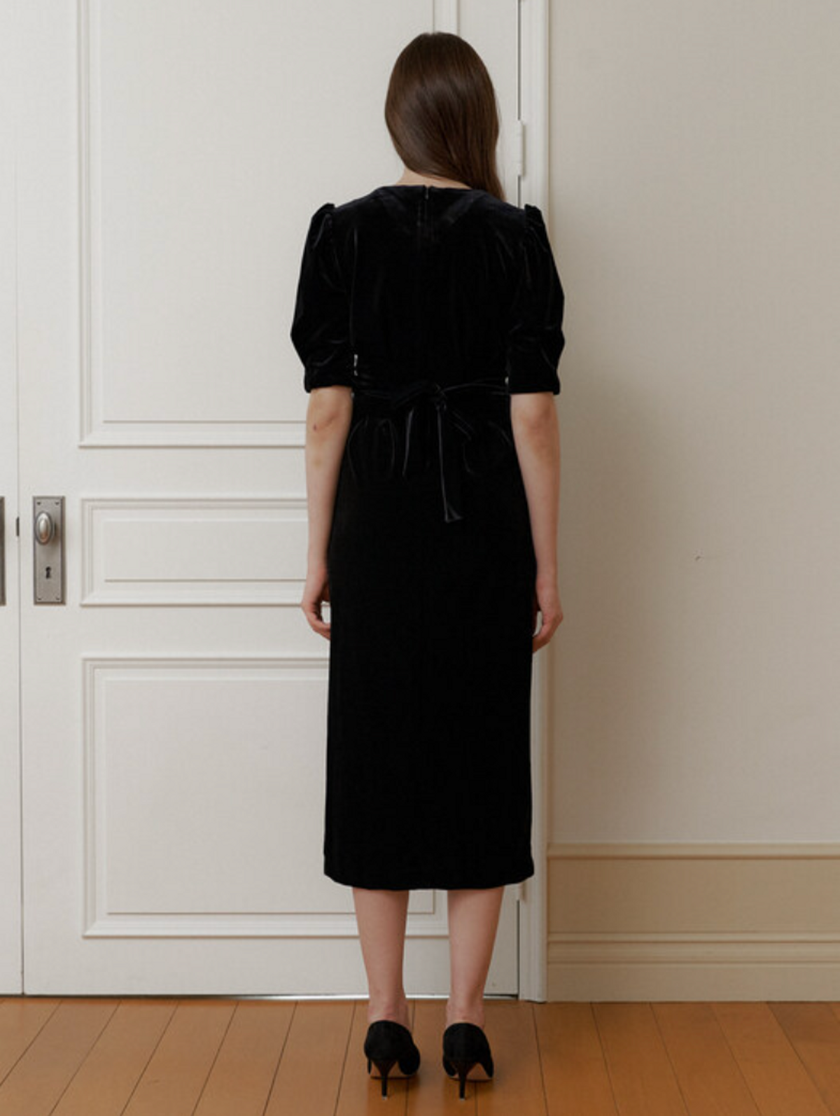 카인더베이비(KINDABABY) classy black velvet long dress