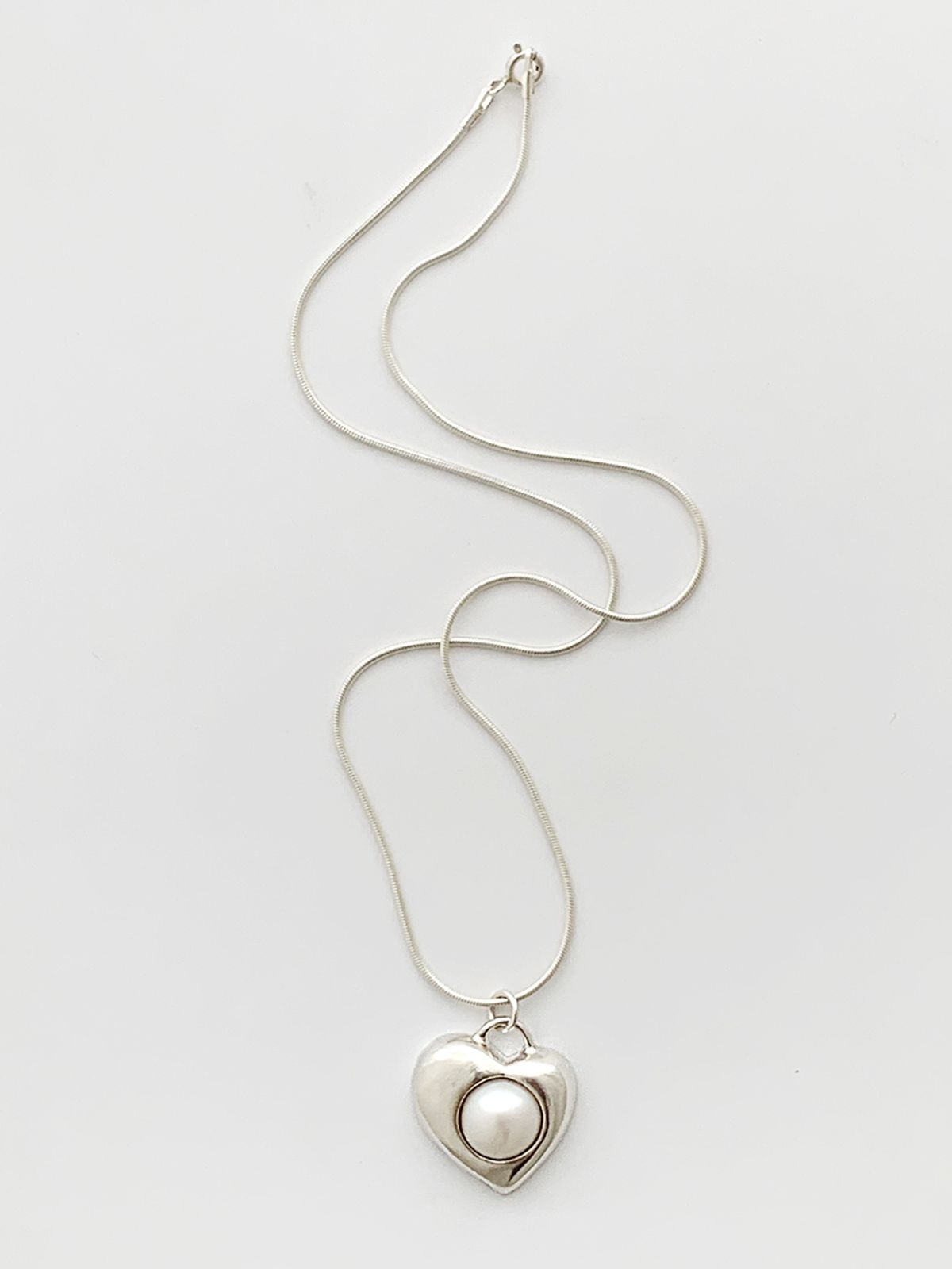 마르스봄(MARSBOM) rosalie heart pearl silver necklace