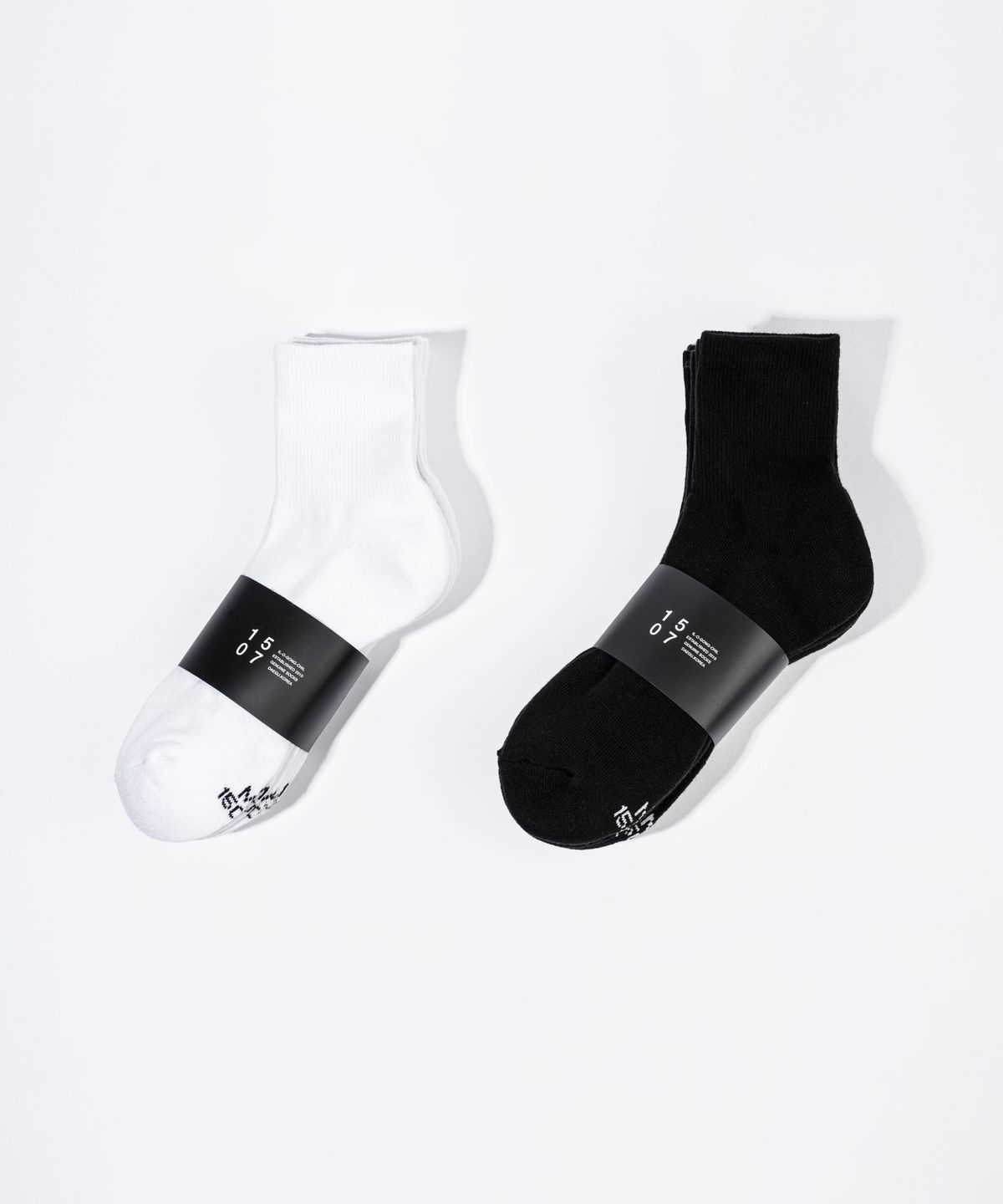 일오공칠(IL-O-GONG-CHIL) [5PACK] 1507 클래식 더블 애슬레틱 하프 삭스 - 스노우화이트/블랙