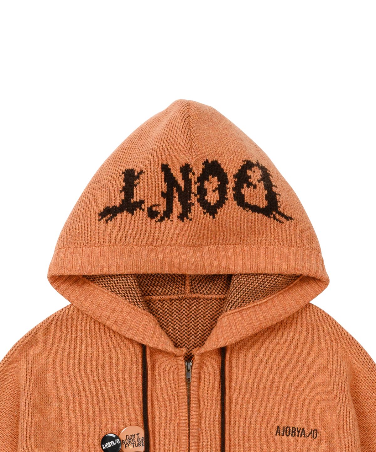 아조바이아조(AJOBYAJO) [PBA] DBOF Wool Knit Zip-Up Hoodie [ORANGE]