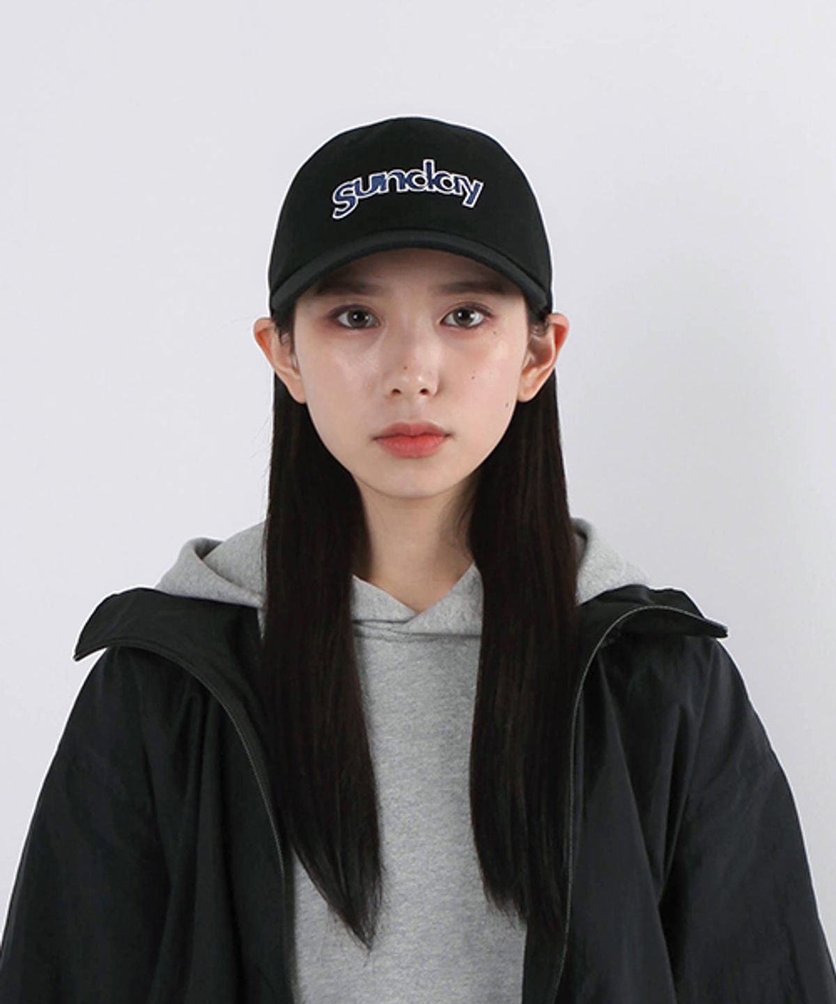 선데이하비클럽(SUNDAY HOBBY CLUB) 선데이 빈티지 로고 커브캡-블랙