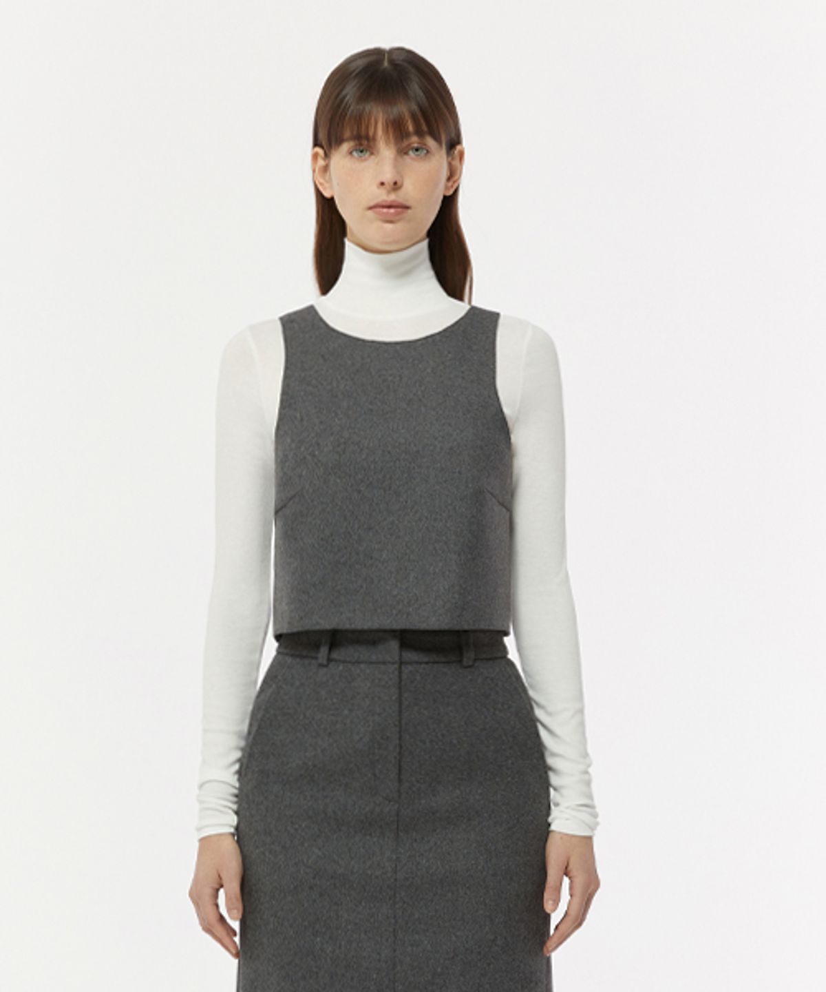 레이디 볼륨(LADY VOLUME) BACK OPEN WOOL TOP_CHARCOAL