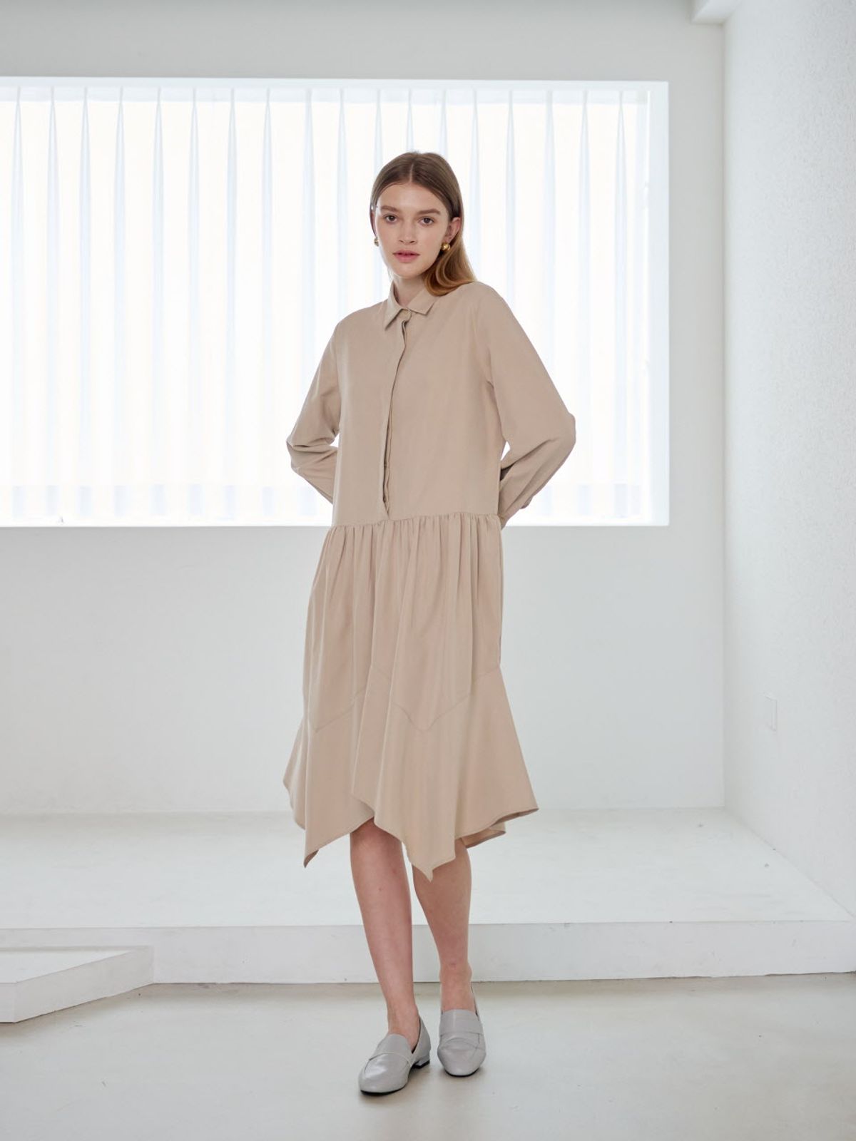 코엣(COETT) 마틸다 셔츠 원피스 Matilda Shirt Dress_BEIGE