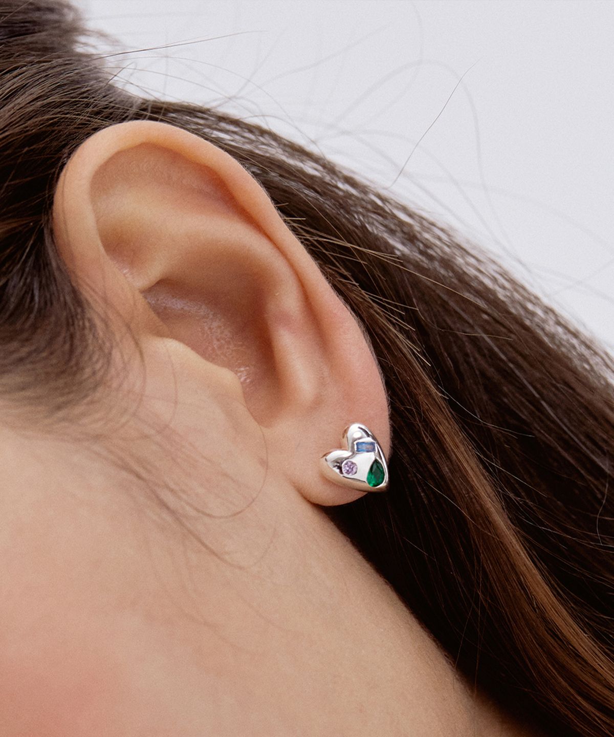 타티아나(TATIANA) Vary Cubic Chips Heart Earring EC1924