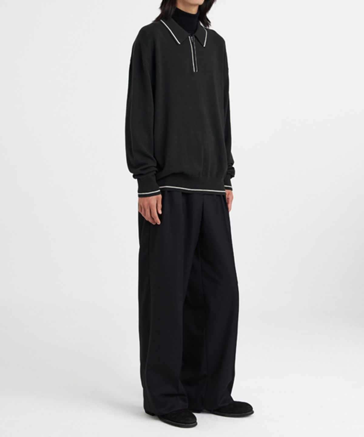 유스(YOUTH) Knit Zip Collar T-shirt
