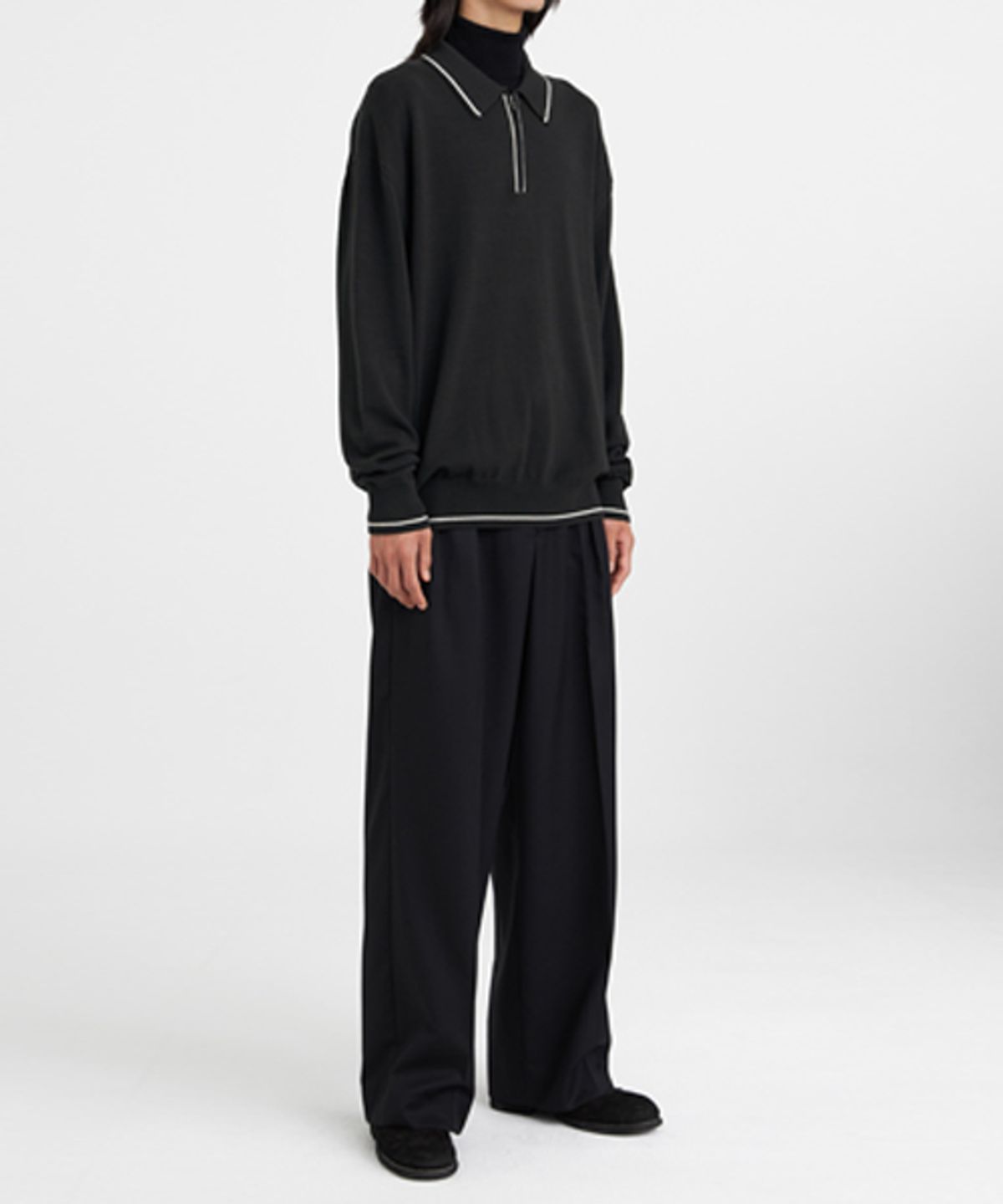 유스(YOUTH) Knit Zip Collar T-shirt