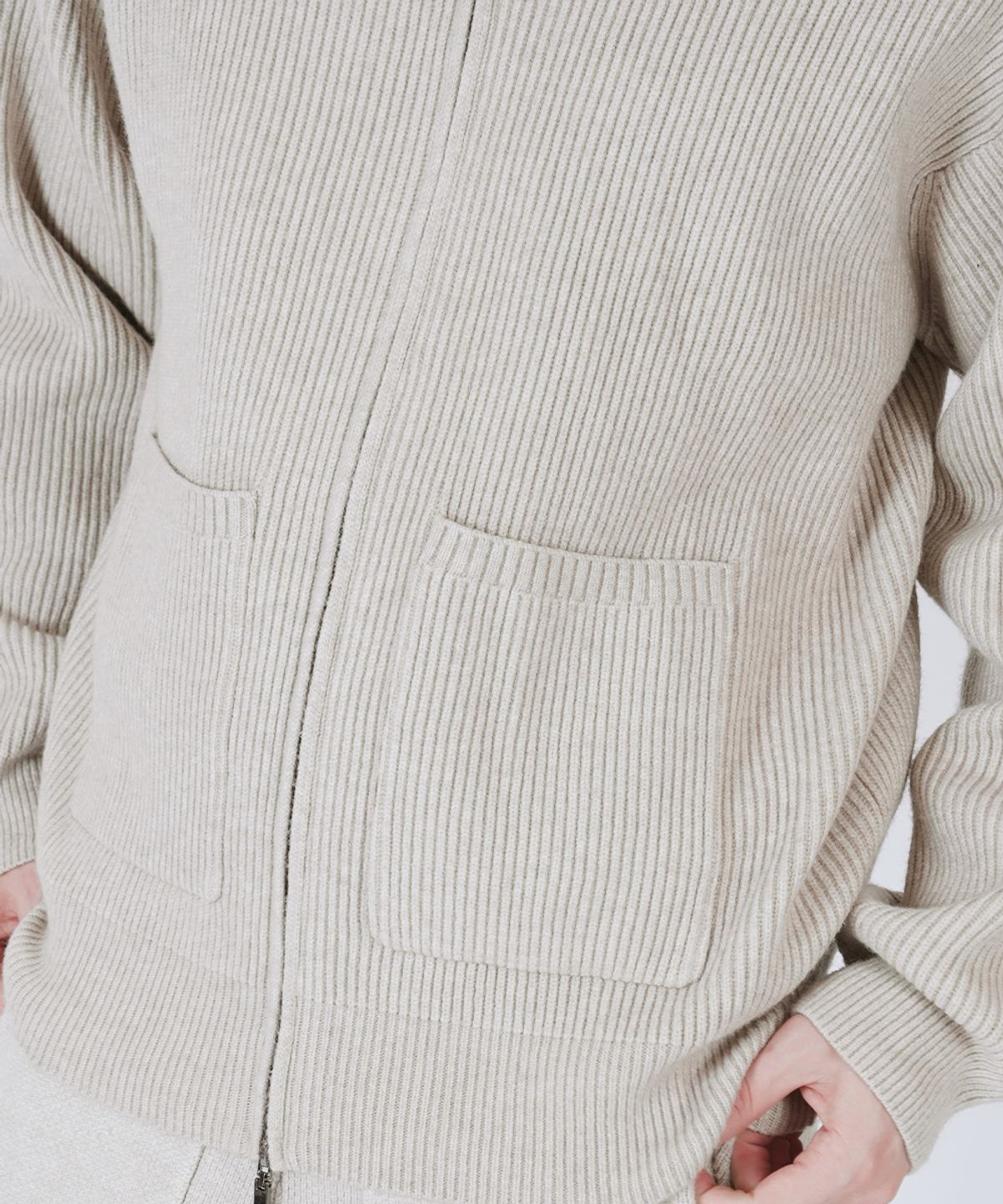 챈세스노이(CHANCE'S NOI) Heavy Knit Two-way Zip up (Beige)