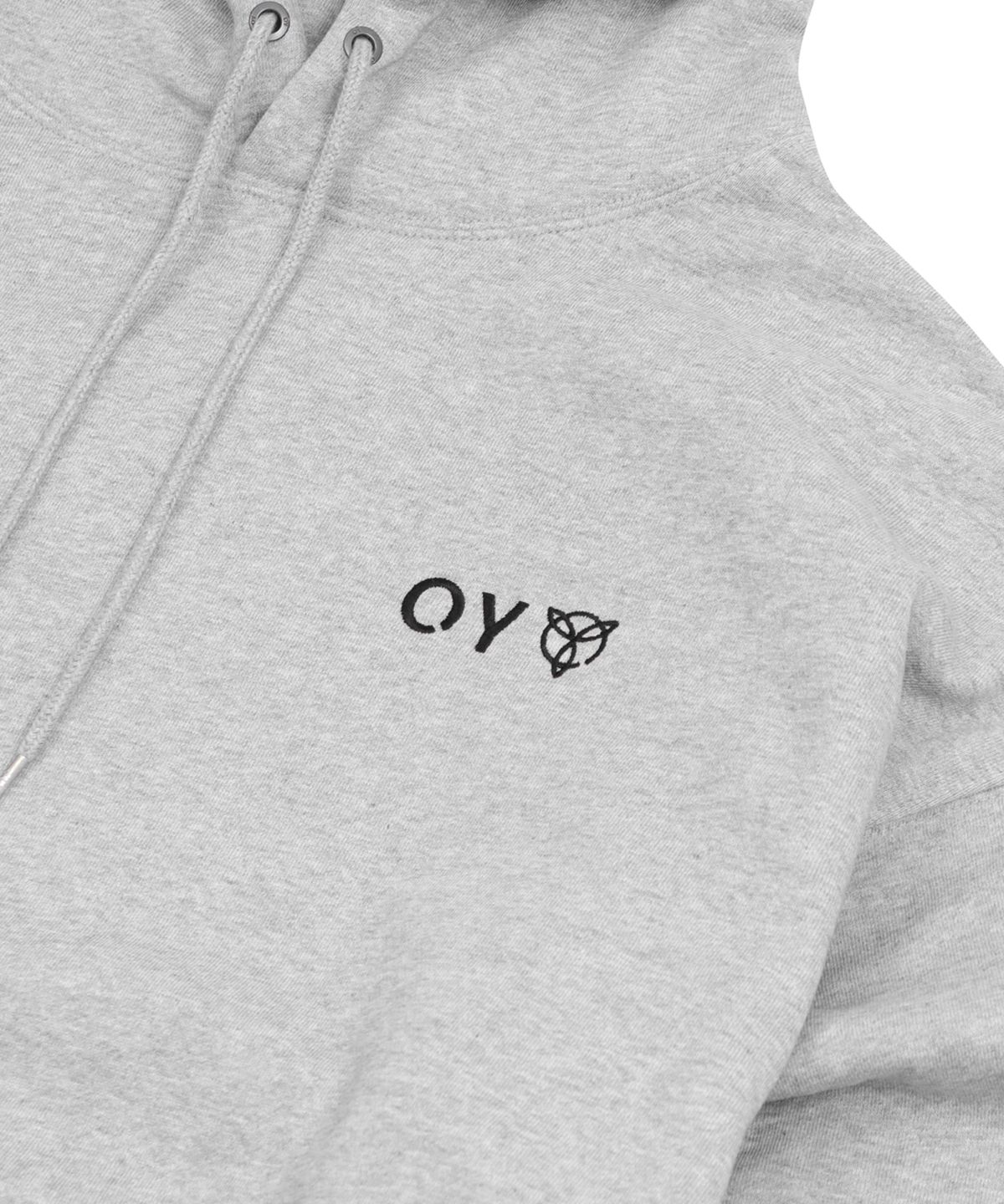 오픈야드(오와이)(OPENYARD(OY)) 레이어드 컷팅 로고 후드-그레이