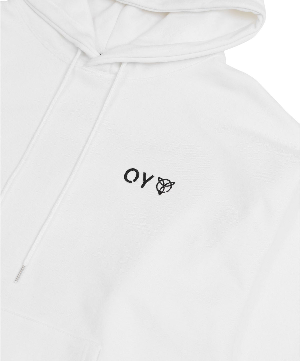 오픈야드(오와이)(OPENYARD(OY)) 레이어드 컷팅 로고 후드-화이트