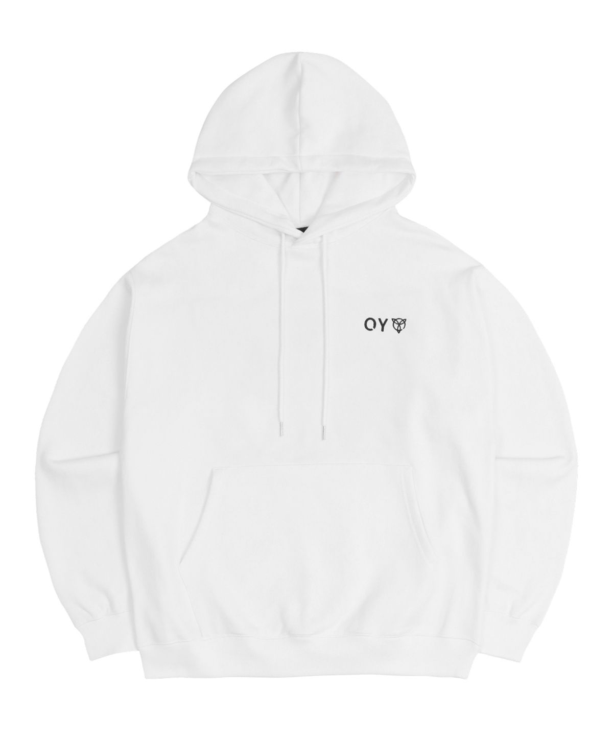 오픈야드(오와이)(OPENYARD(OY)) 레이어드 컷팅 로고 후드-화이트