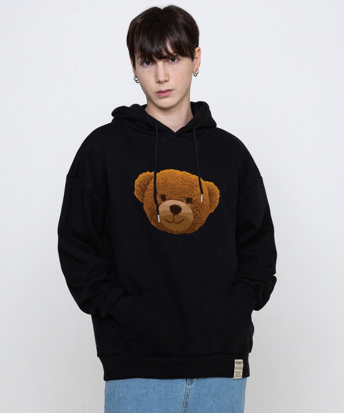 그레이버(GRAVER) [UNISEX]빅 OF 베어 후드티_블랙