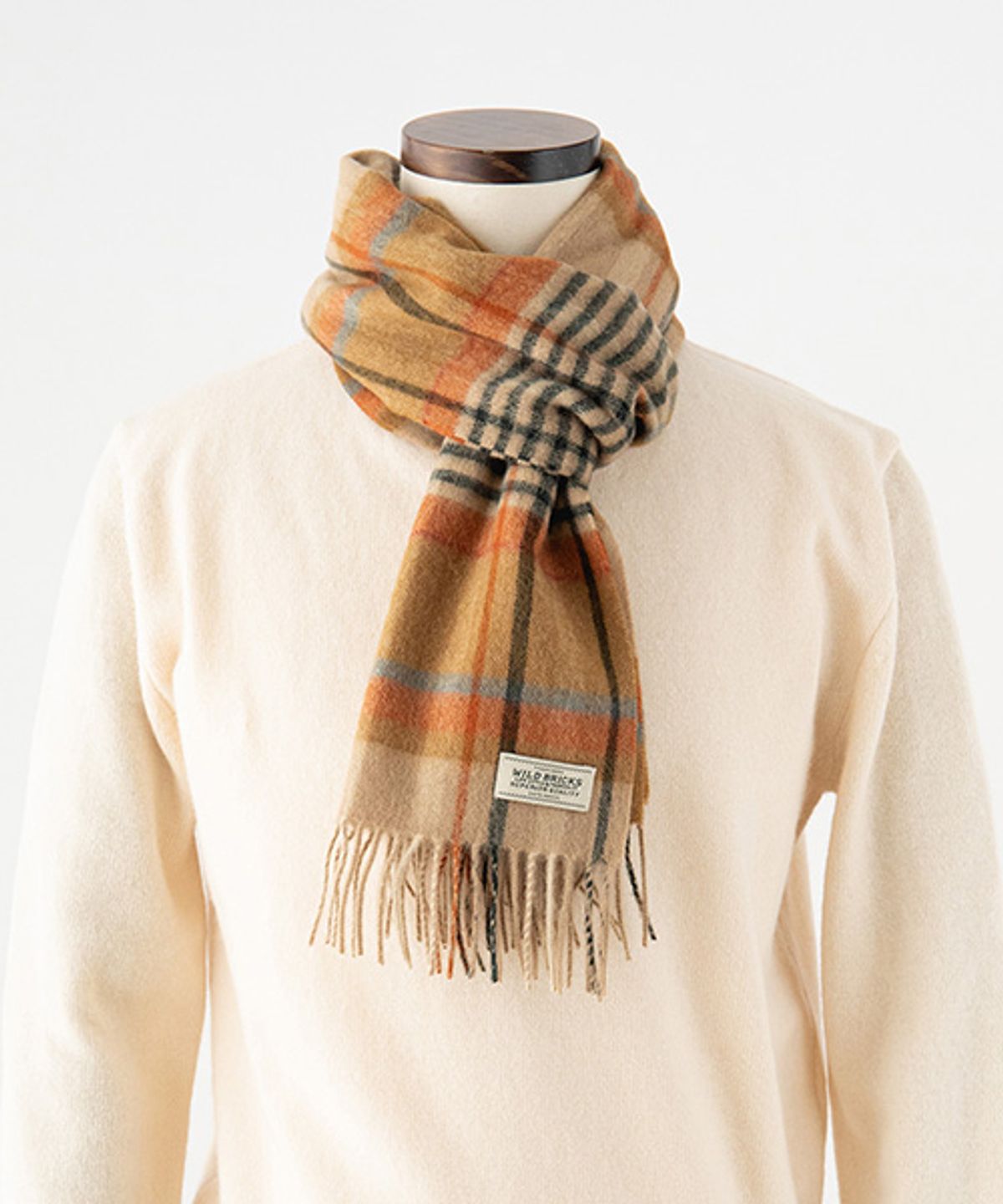 와일드 브릭스(WILD BRICKS) MD CHECK WOOL MUFFLER (beige)