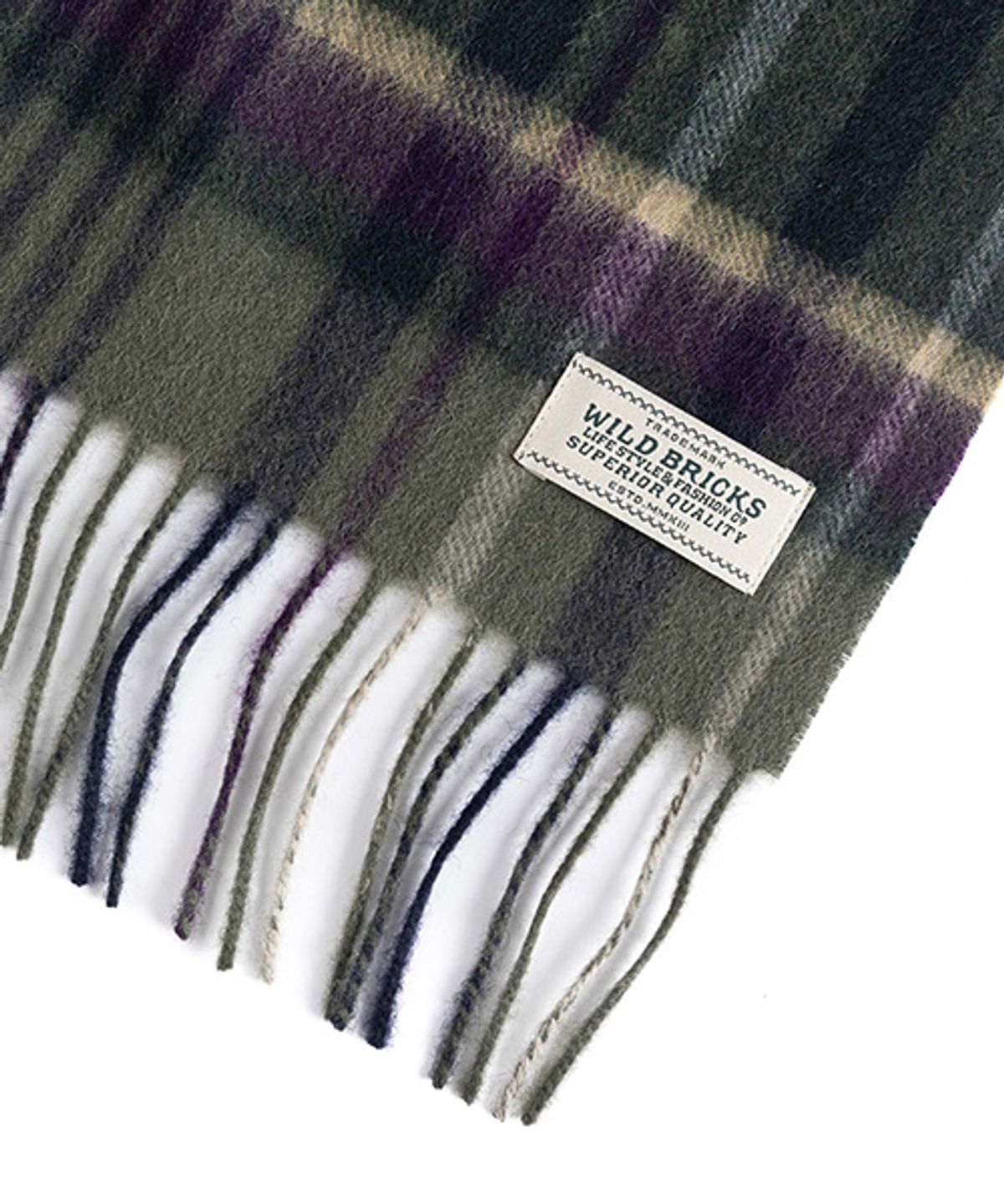 와일드 브릭스(WILD BRICKS) MD CHECK WOOL MUFFLER (olive)