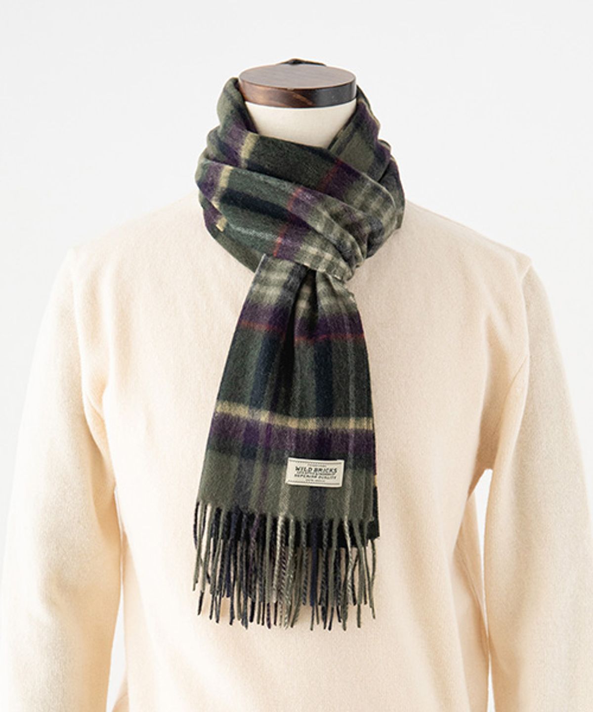 와일드 브릭스(WILD BRICKS) MD CHECK WOOL MUFFLER (olive)