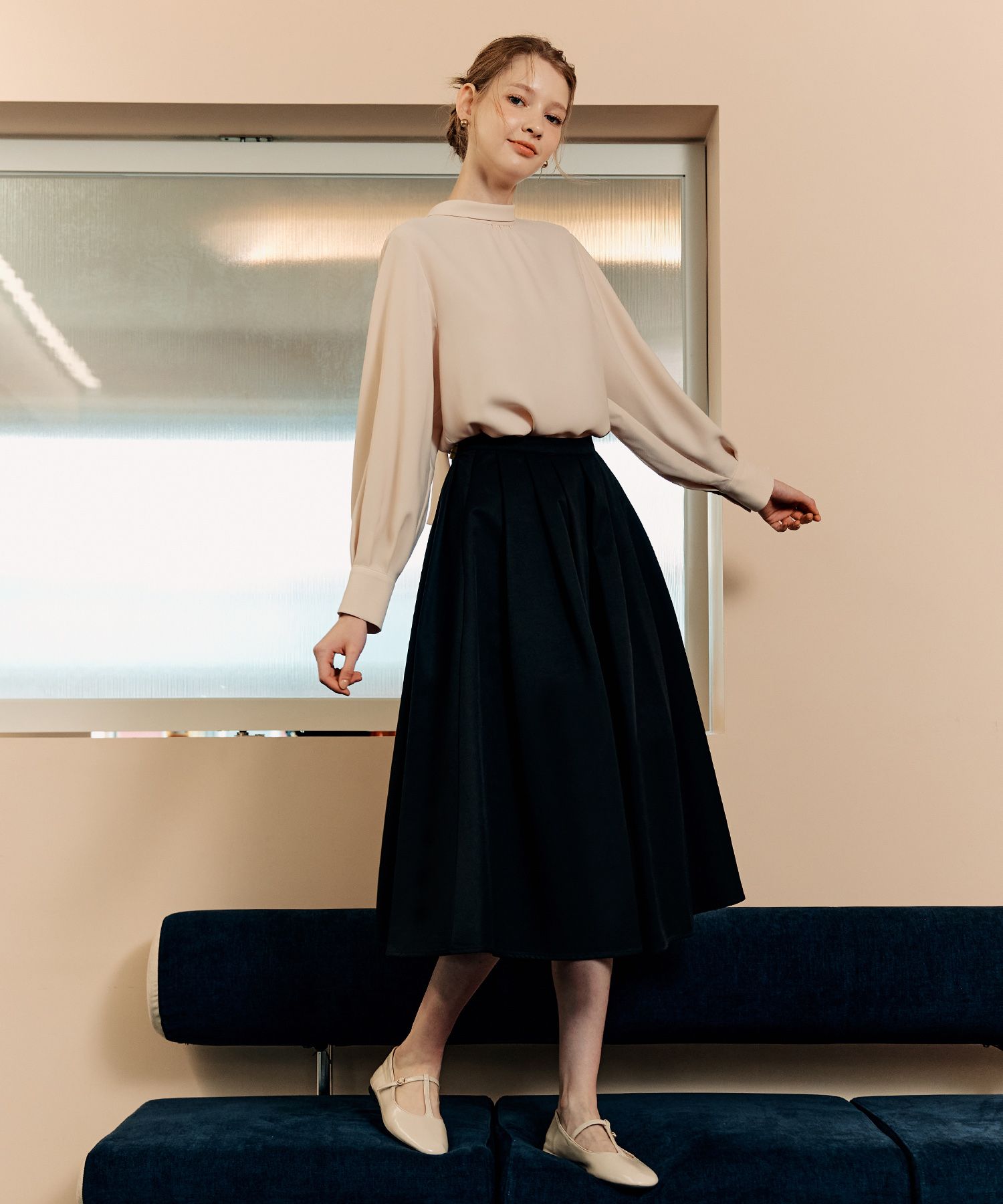 スカート Siyazu SIST9044 Relax Banding Skirt_Black Side deformation skirt - Black