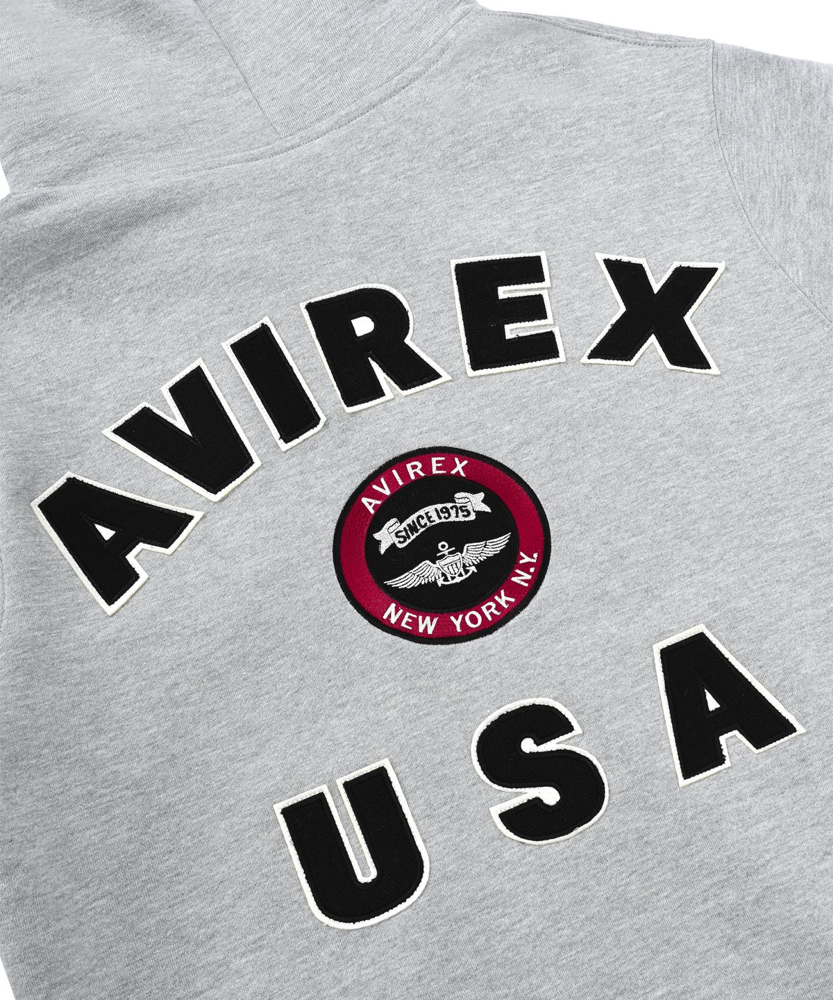 아비렉스(AVIREX) 바시티 로고 스웨트 파카 / 그레이 7833931009