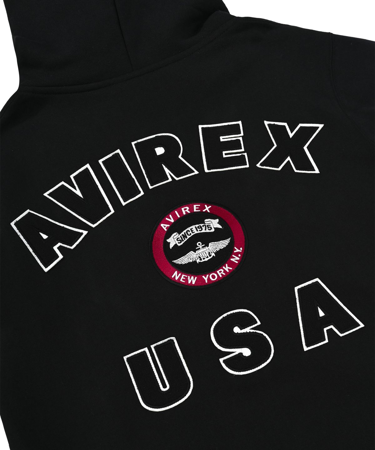 아비렉스(AVIREX) 바시티 로고 스웨트 파카 / 블랙 7833931009