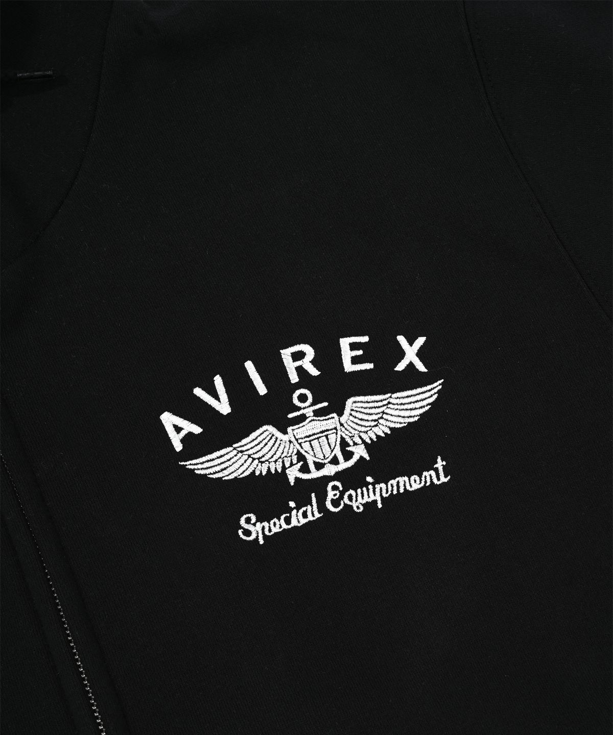아비렉스(AVIREX) 바시티 로고 스웨트 파카 / 블랙 7833931009