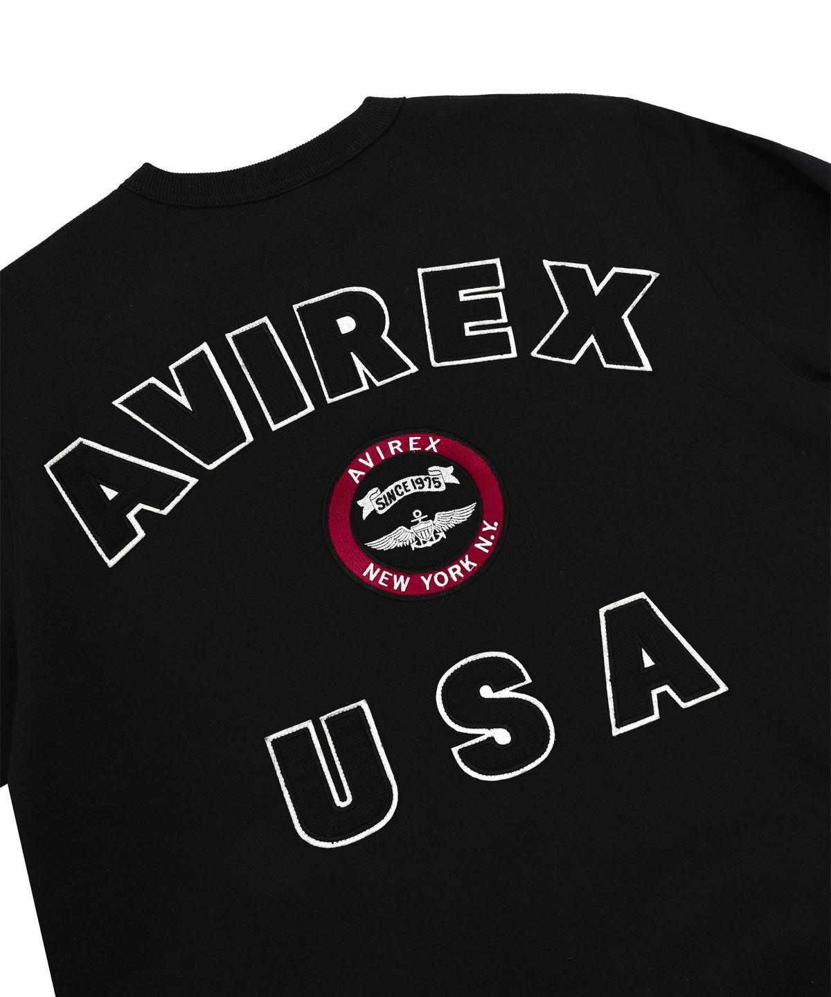 아비렉스(AVIREX) 바시티 로고 크루넥 스웨트 / 블랙 7833932007