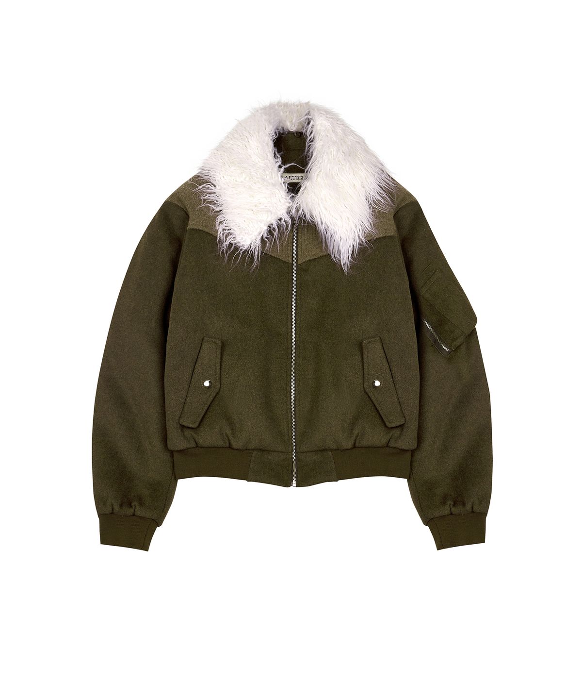 라티젠(LARTIGENT) LX FUR COLLAR JUMPER(KHAKI)
