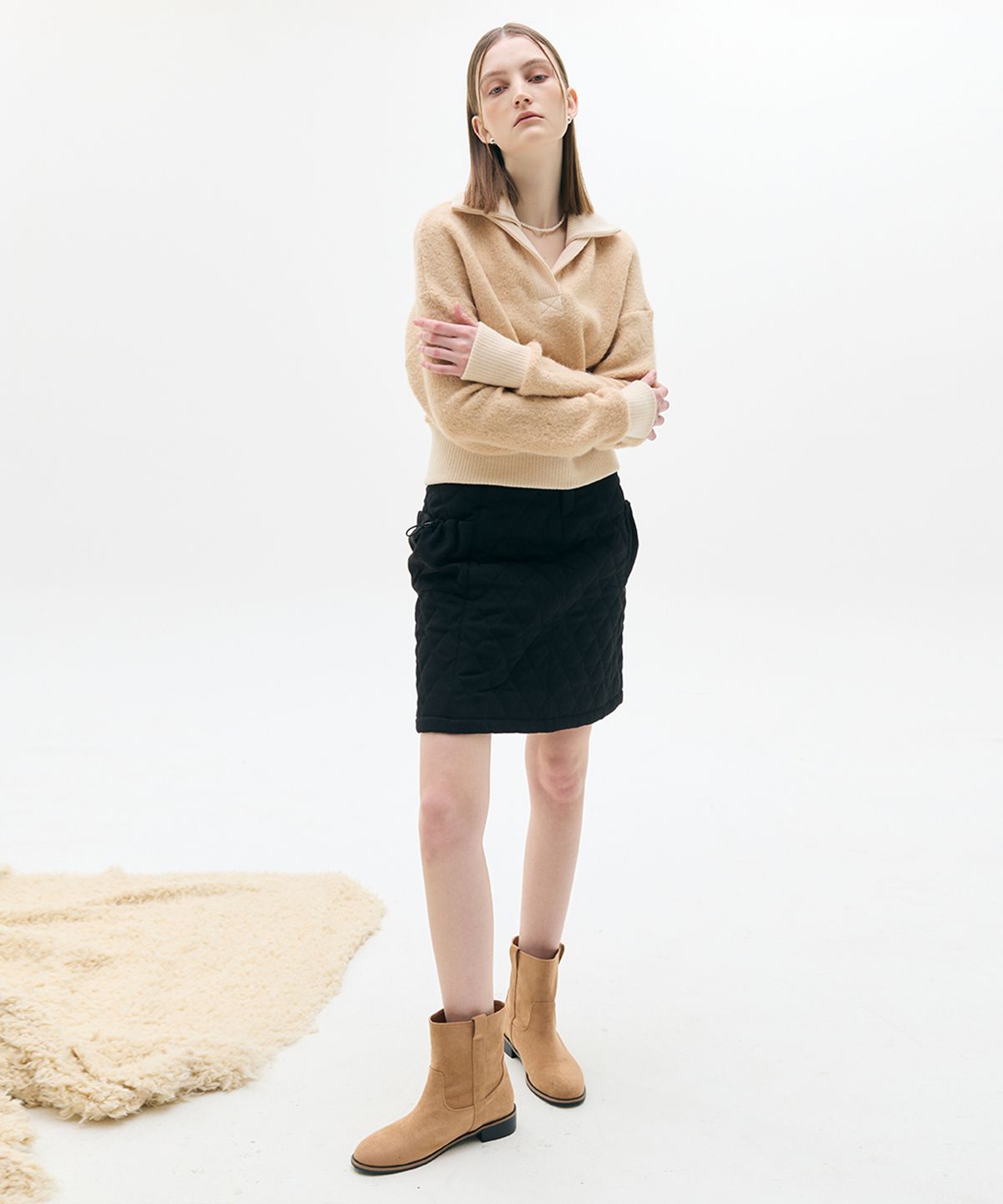 라티젠(LARTIGENT) LX QUILTING SKIRT(BLACK)