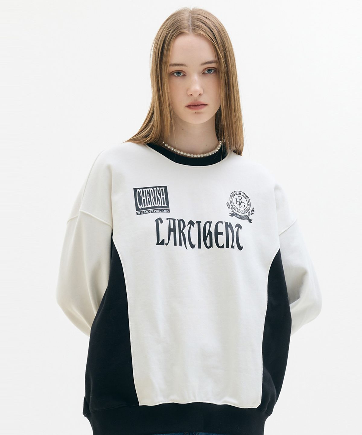 라티젠(LARTIGENT) LX COLOR BLOCK SWEATSHIRT(WHITE)