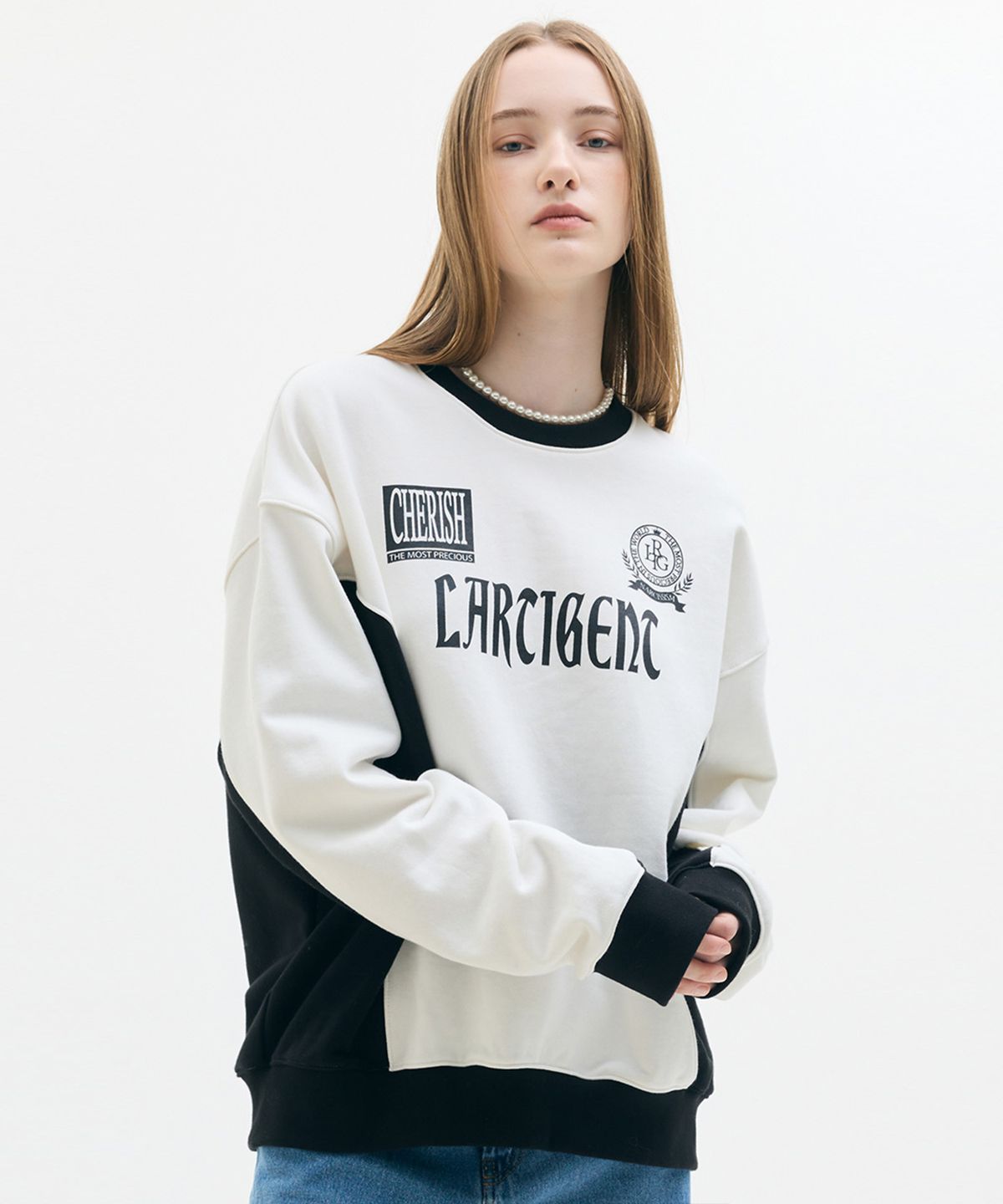 라티젠(LARTIGENT) LX COLOR BLOCK SWEATSHIRT(WHITE)