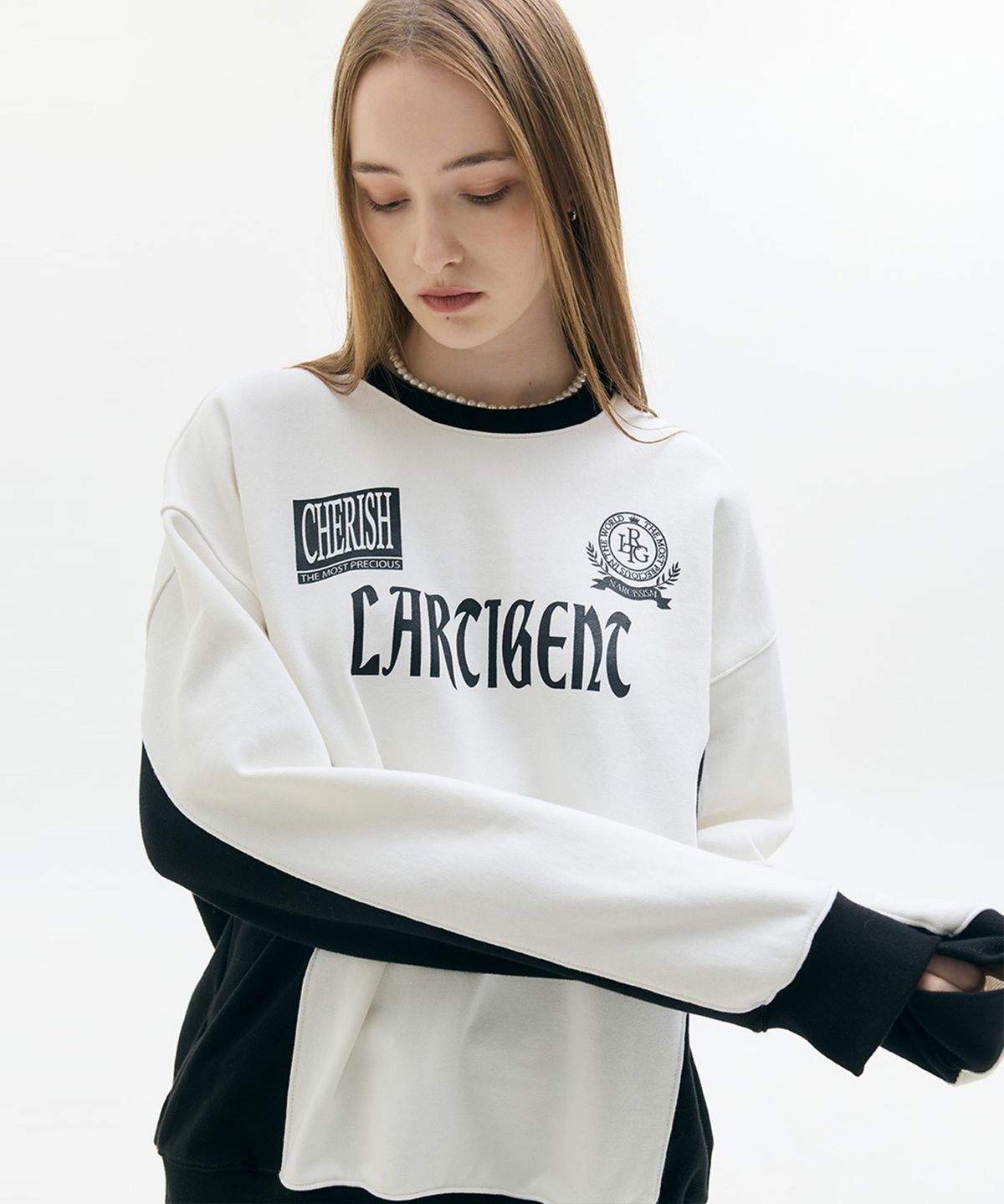라티젠(LARTIGENT) LX COLOR BLOCK SWEATSHIRT(WHITE)
