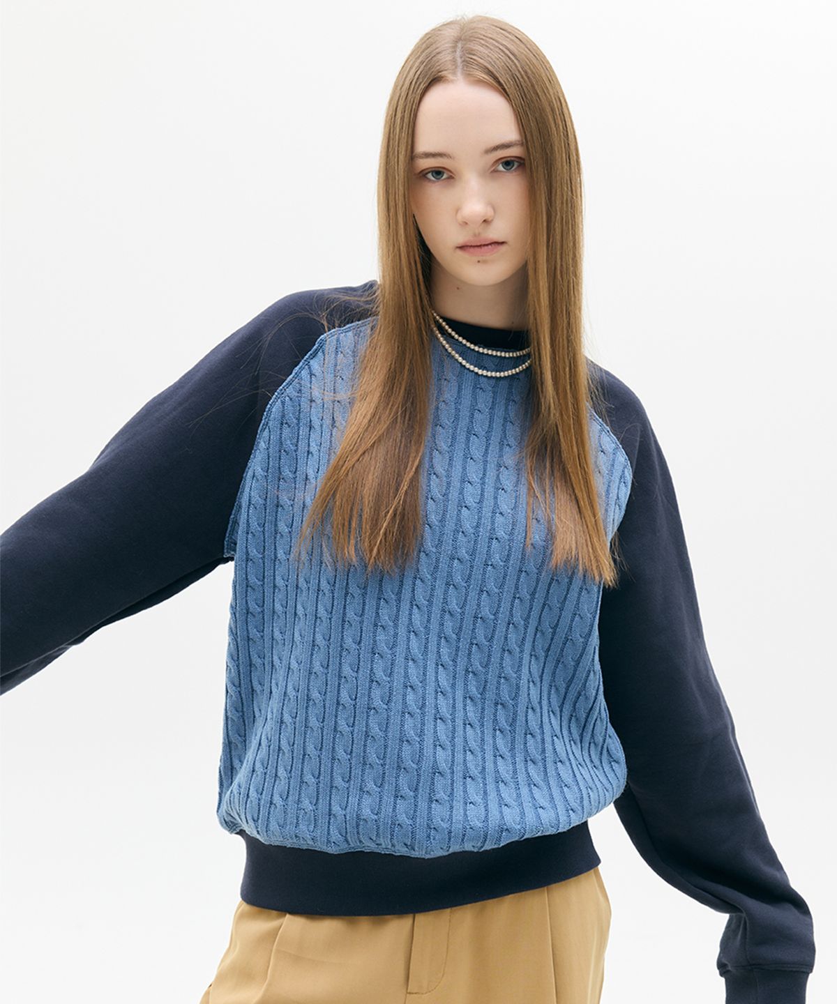 라티젠(LARTIGENT) LX CABLE SWEATSHIRT(BLUE)
