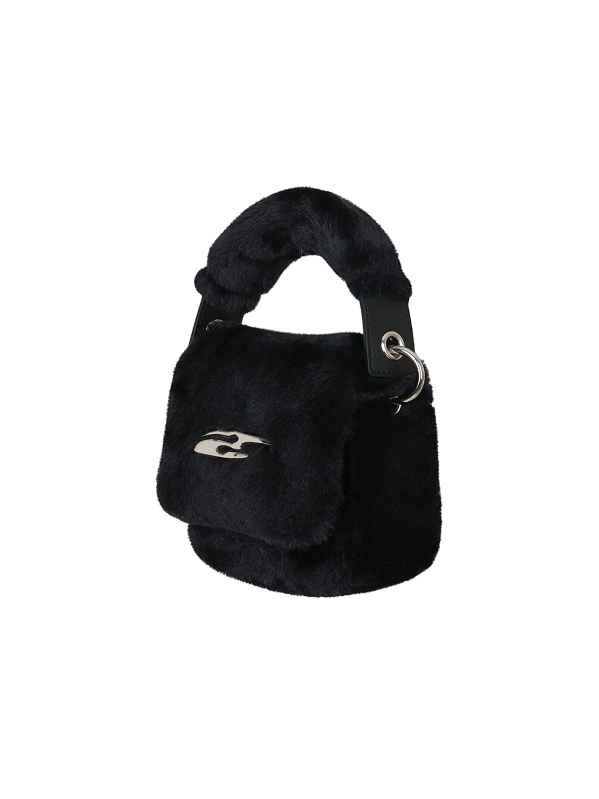 와이이이엘(YEEL) PLAQUE LOGO FUR MINI BAG BLACK