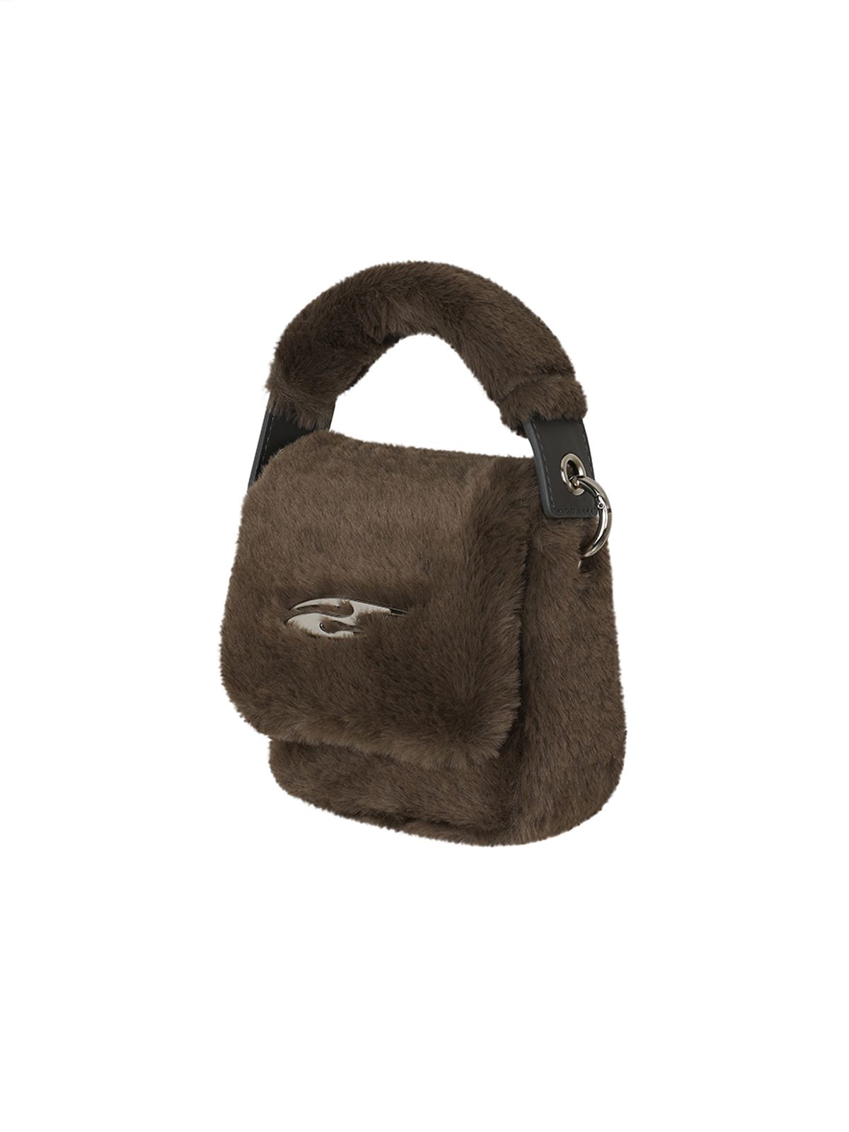 와이이이엘(YEEL) PLAQUE LOGO FUR MINI BAG BROWN