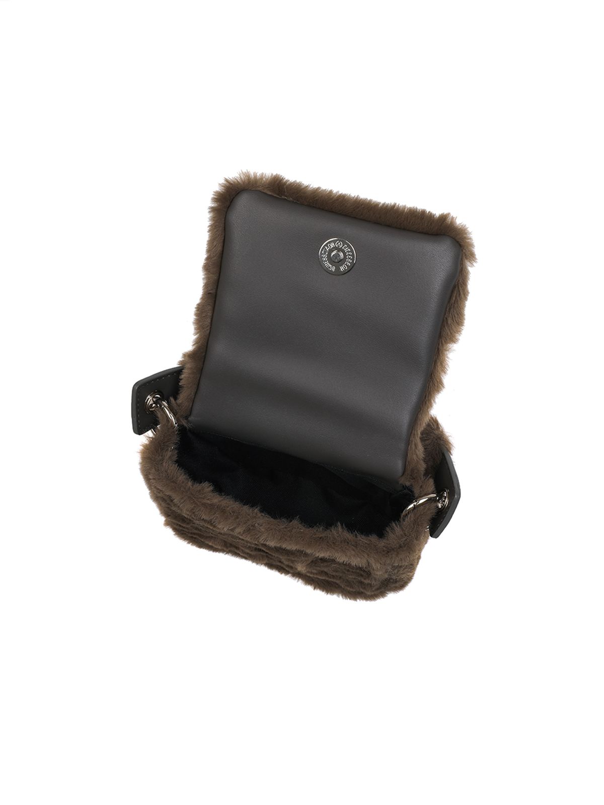 와이이이엘(YEEL) PLAQUE LOGO FUR MINI BAG BROWN